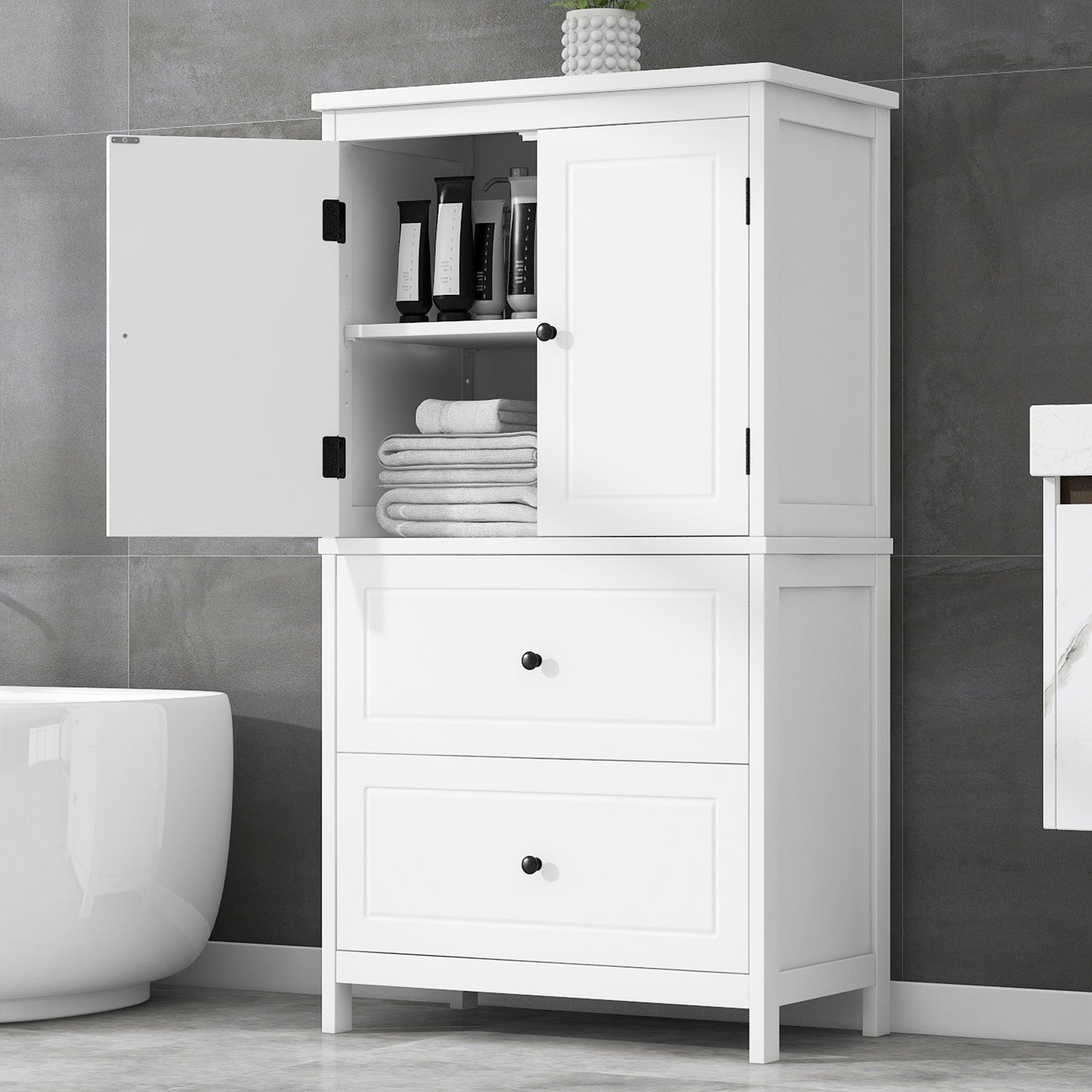 Smuxee Bathroom Storage Cabinets with Doors and Shelves,Bathroom Drawer Organizer