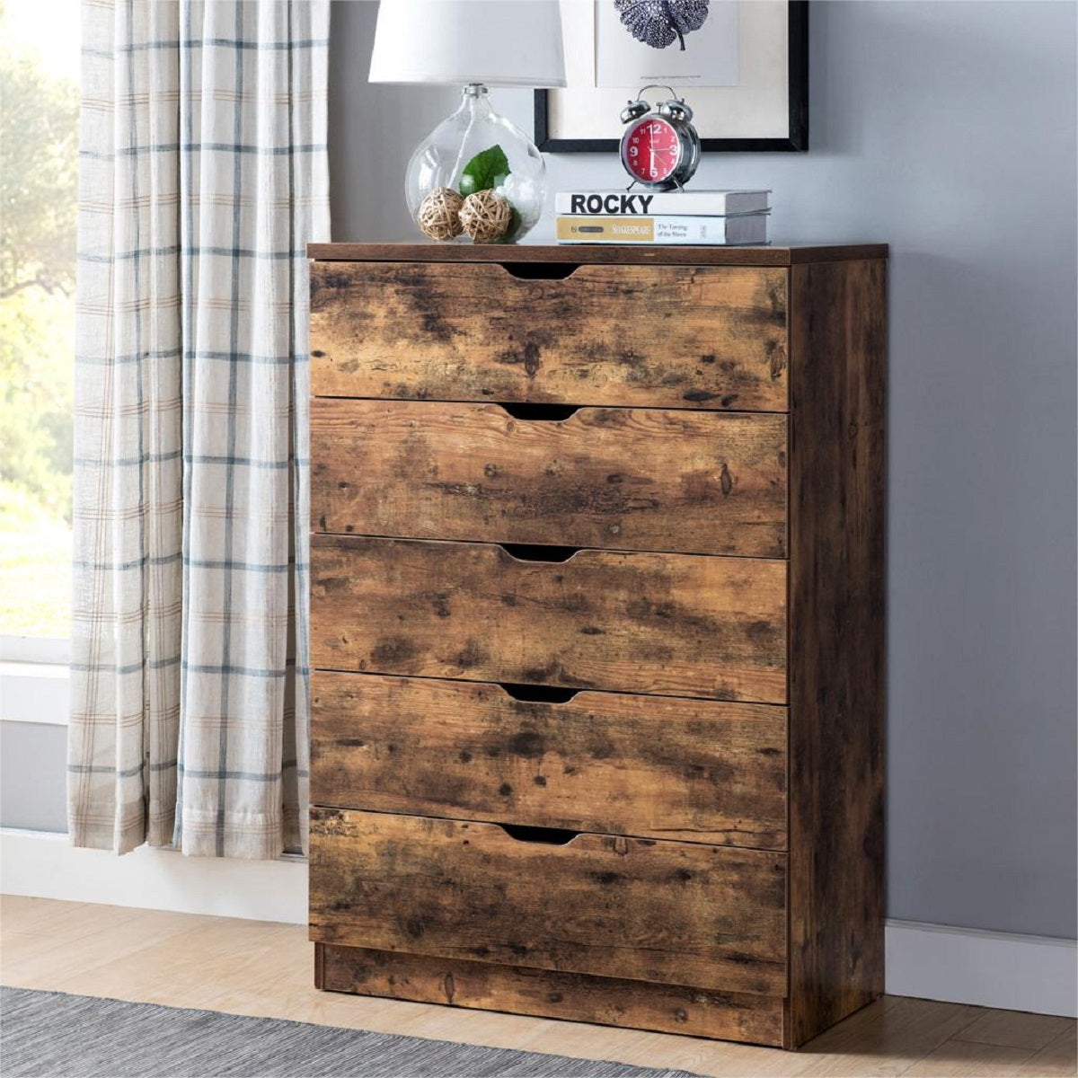Smuxee Modern 5 Drawer Dressers for Bedroom, Wood Storage Chest of Drawers