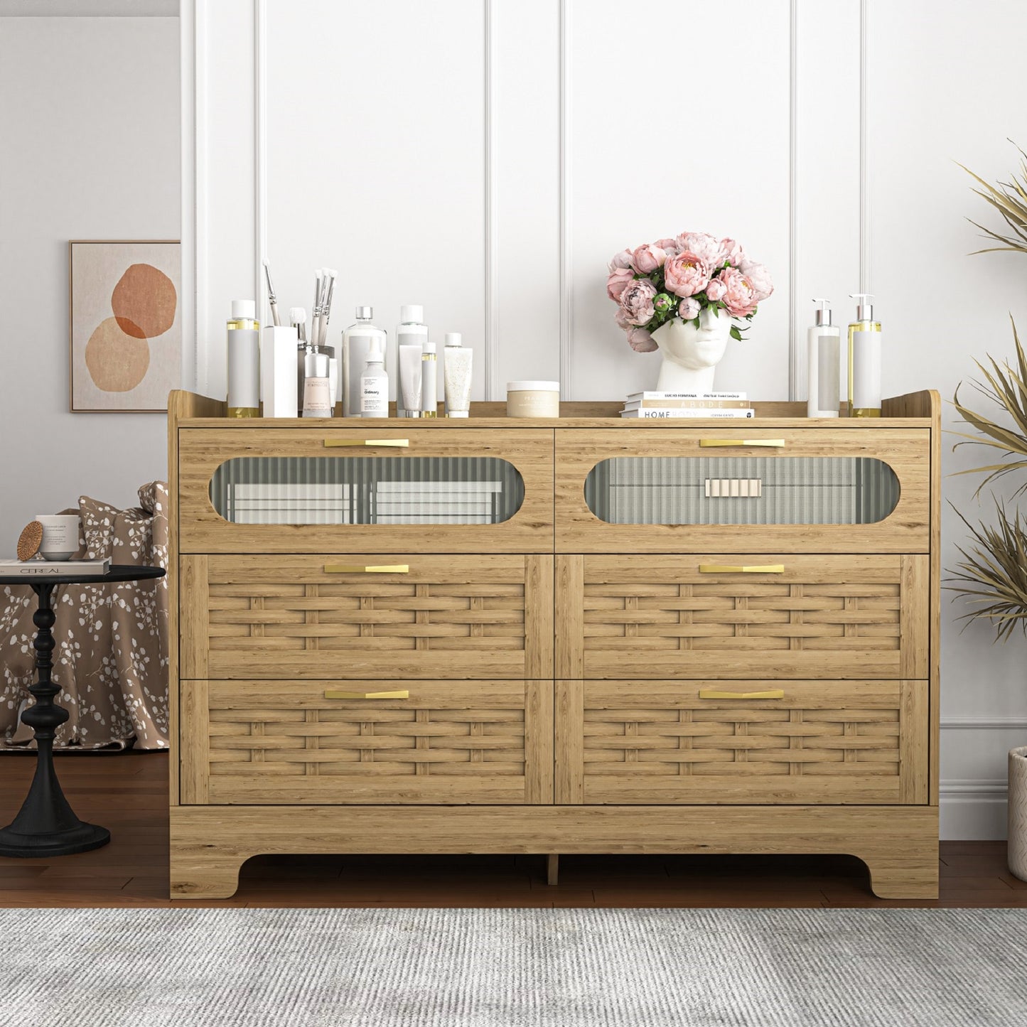 Algherohein Wood Farmhouse Drawer Dresser for Bedroom,Storage Cabinet Chest of Drawers,Adult