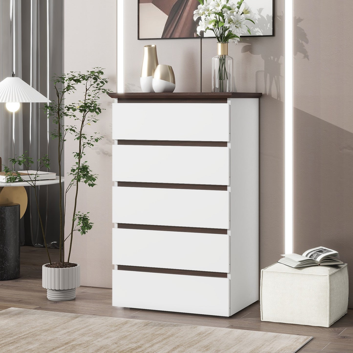 Algherohein Chest of Drawers White Dressers for Bedroom