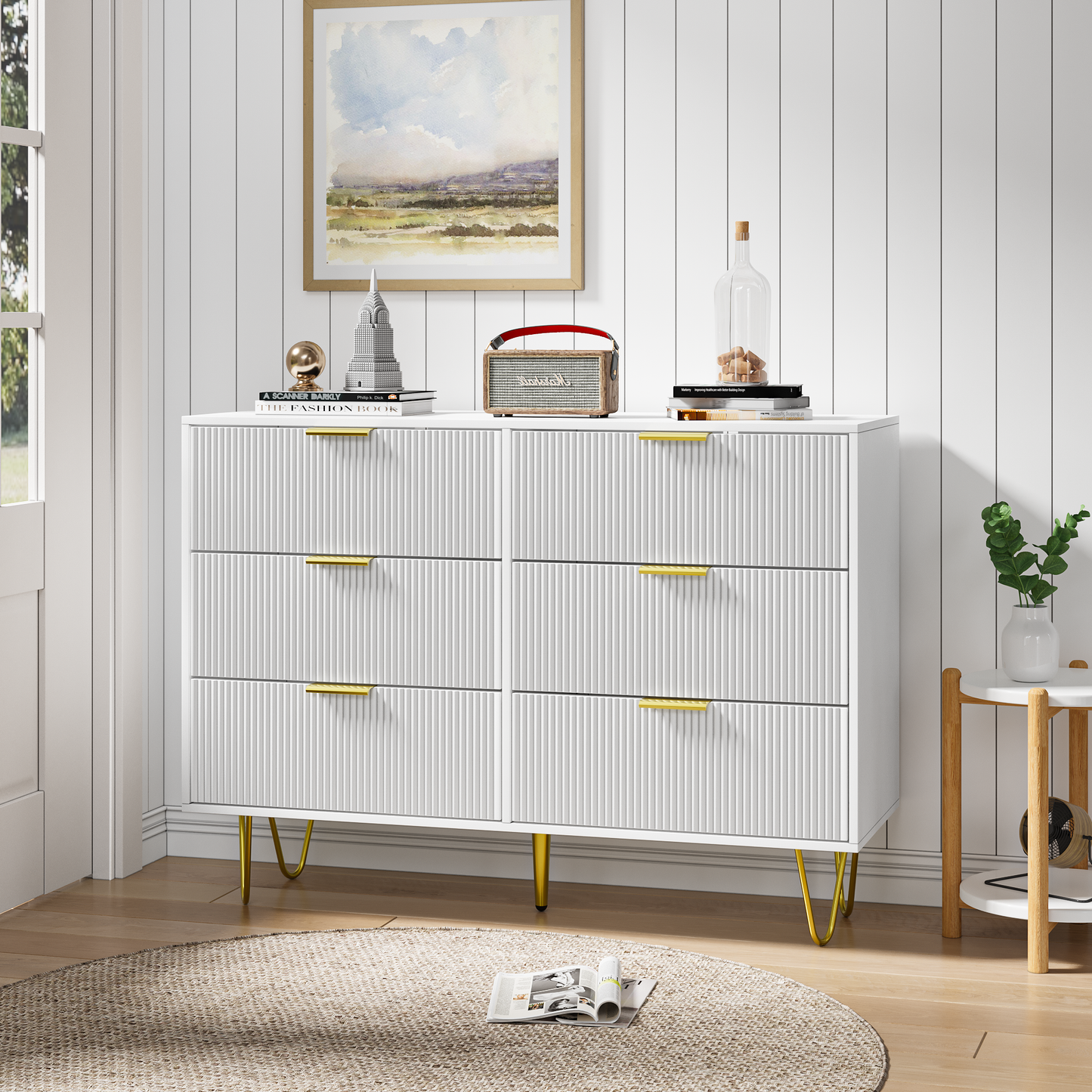 Algherohein 6 Drawers Dressers for Bedroom,Double Chest of Drawers