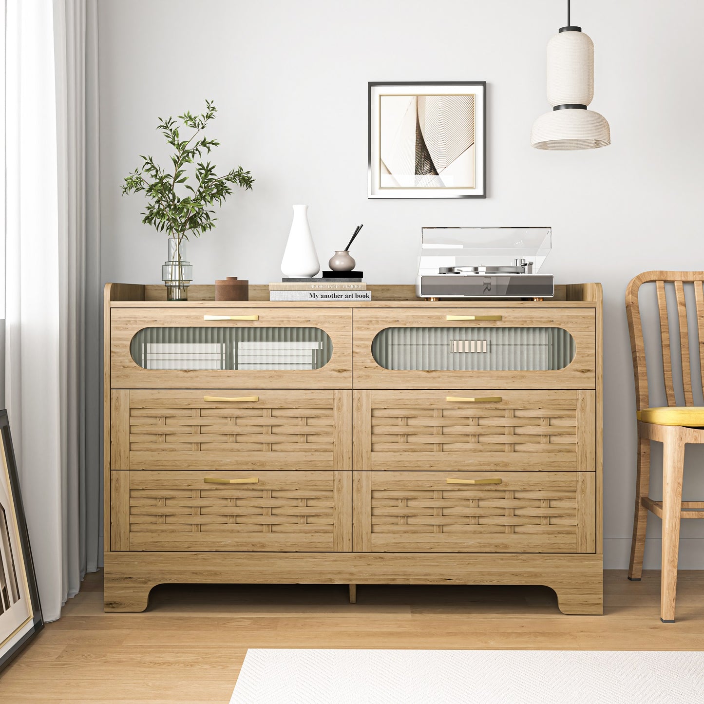 Algherohein Wood Farmhouse Drawer Dresser for Bedroom,Storage Cabinet Chest of Drawers,Adult