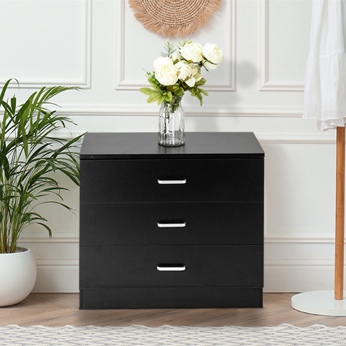 Smart FENDEE Modern Nightstand with 3 Drawer Wood Bedside Table End Side Table for Living Room
