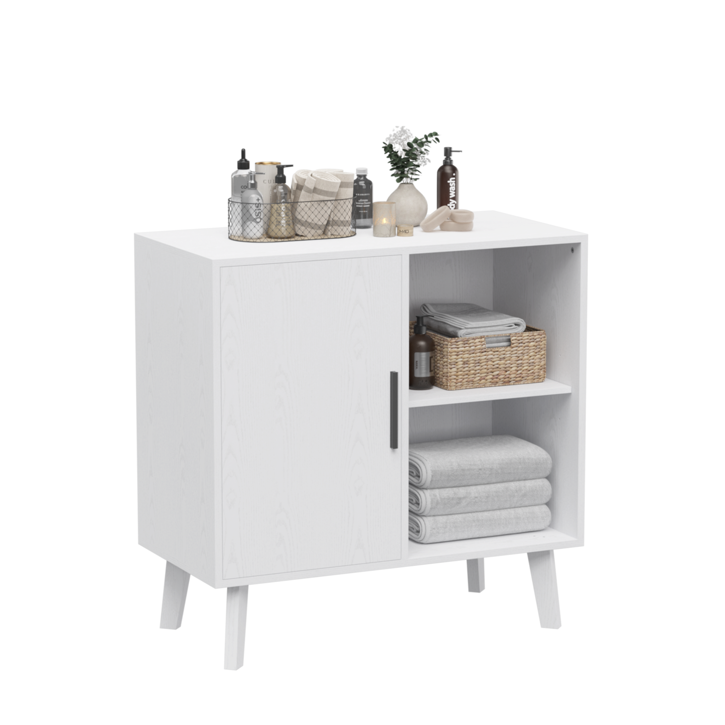 Algherohein Kitchen Island Pantry Storage Cabinets with Door,Coffee Bar Buffet Cabinet,White