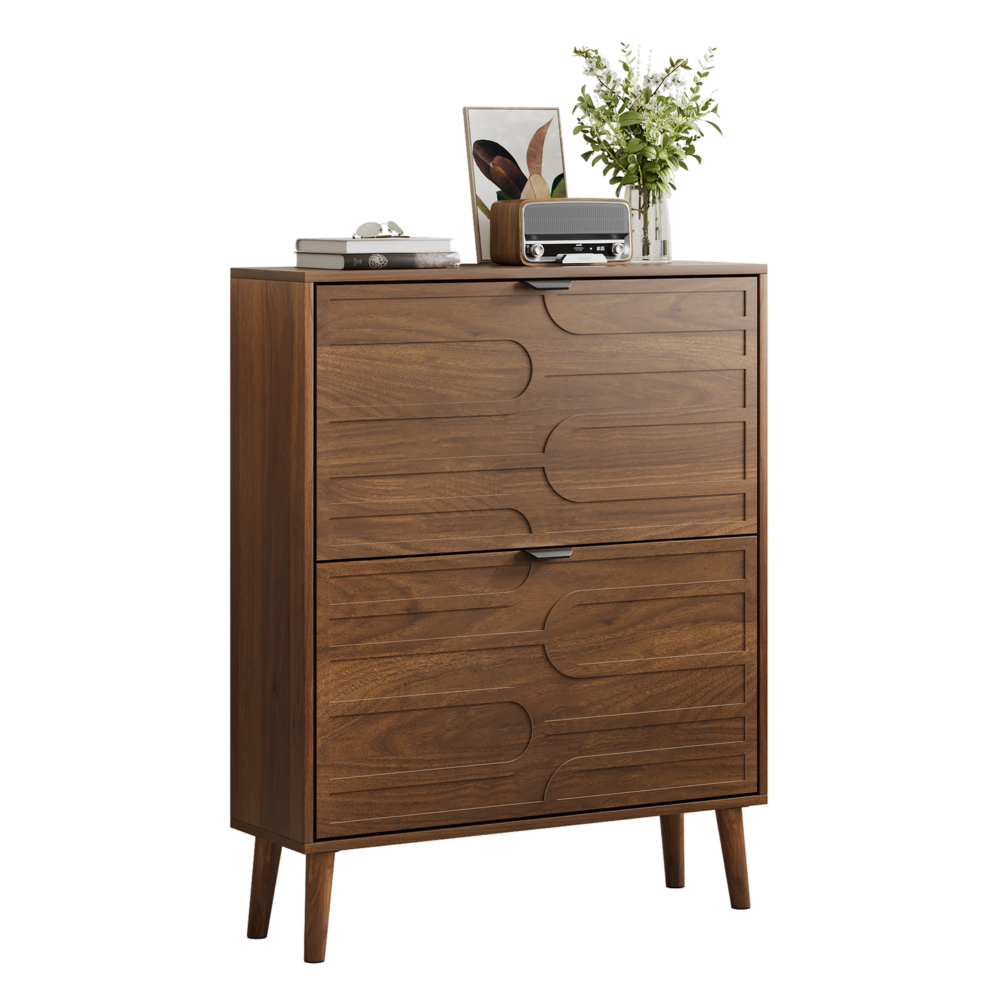 Semiocthome Shoe Cabinet with 2 Flip Drawers