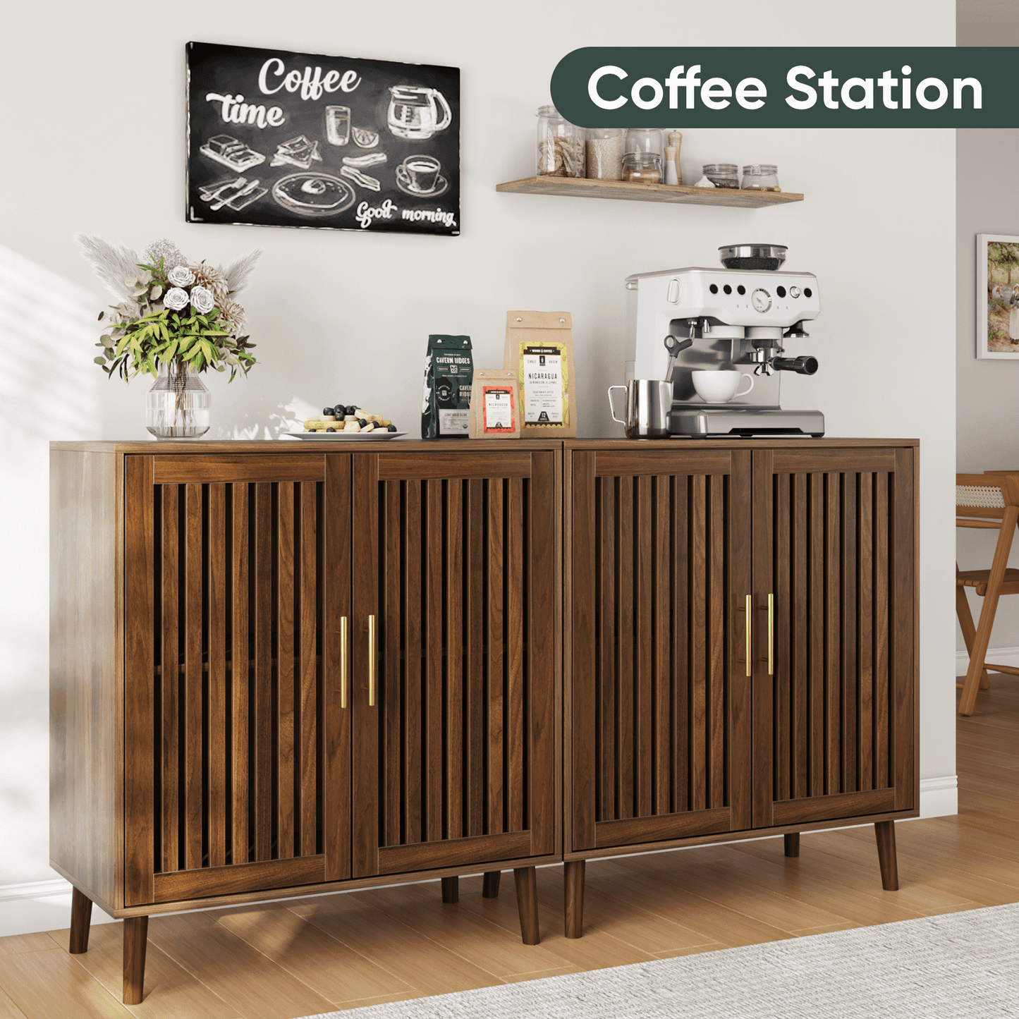 Algherohein Buffet Cabinet with Storage,Sideboard Kitchen Storage Cabinet with Adjustable Shelf