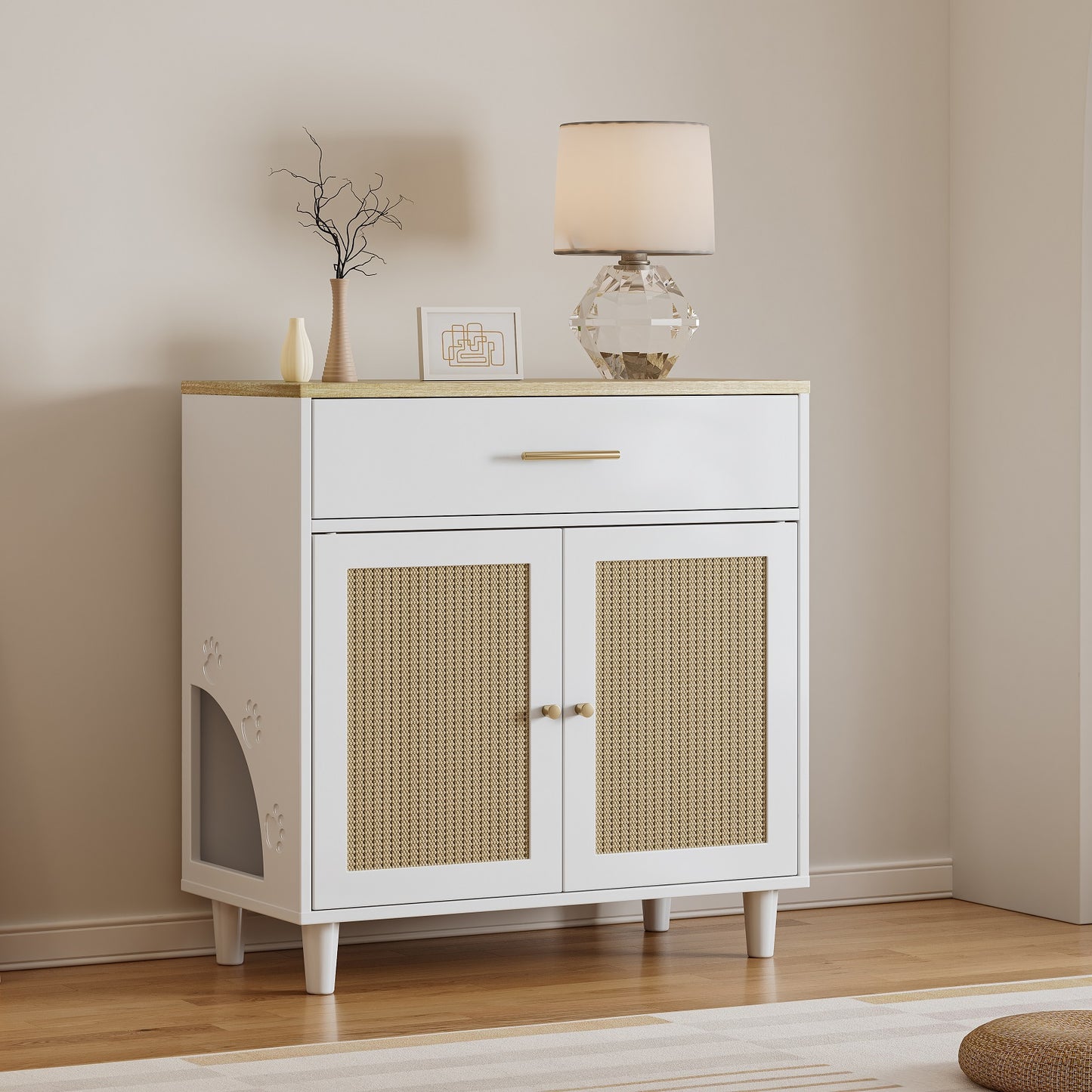 Algherohein Cat Litter Box Enclosure,Wood Pet Cat House Storage Cabinet,Hidden Cat Washroom