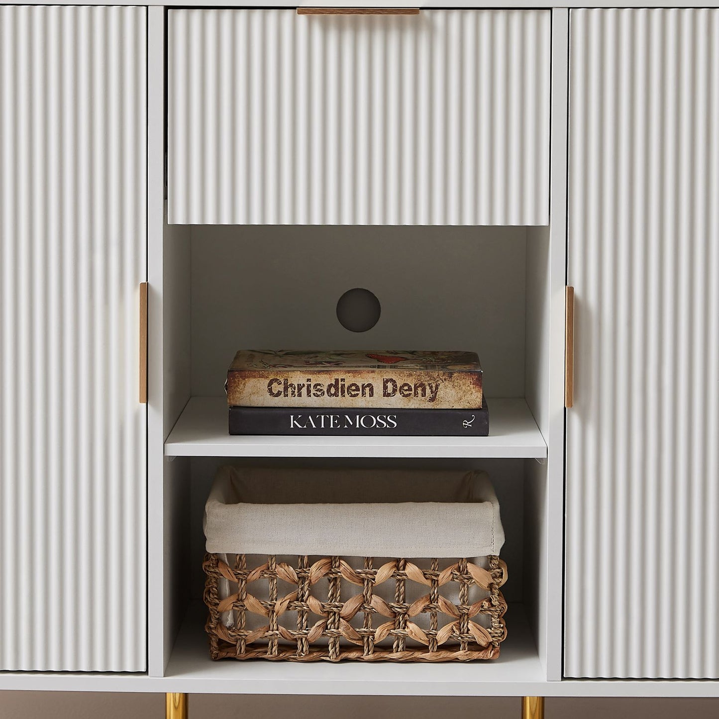 Algherohein Sideboard Cabinet with Doors and Drawer,Buffet Cabinet with Storage,White