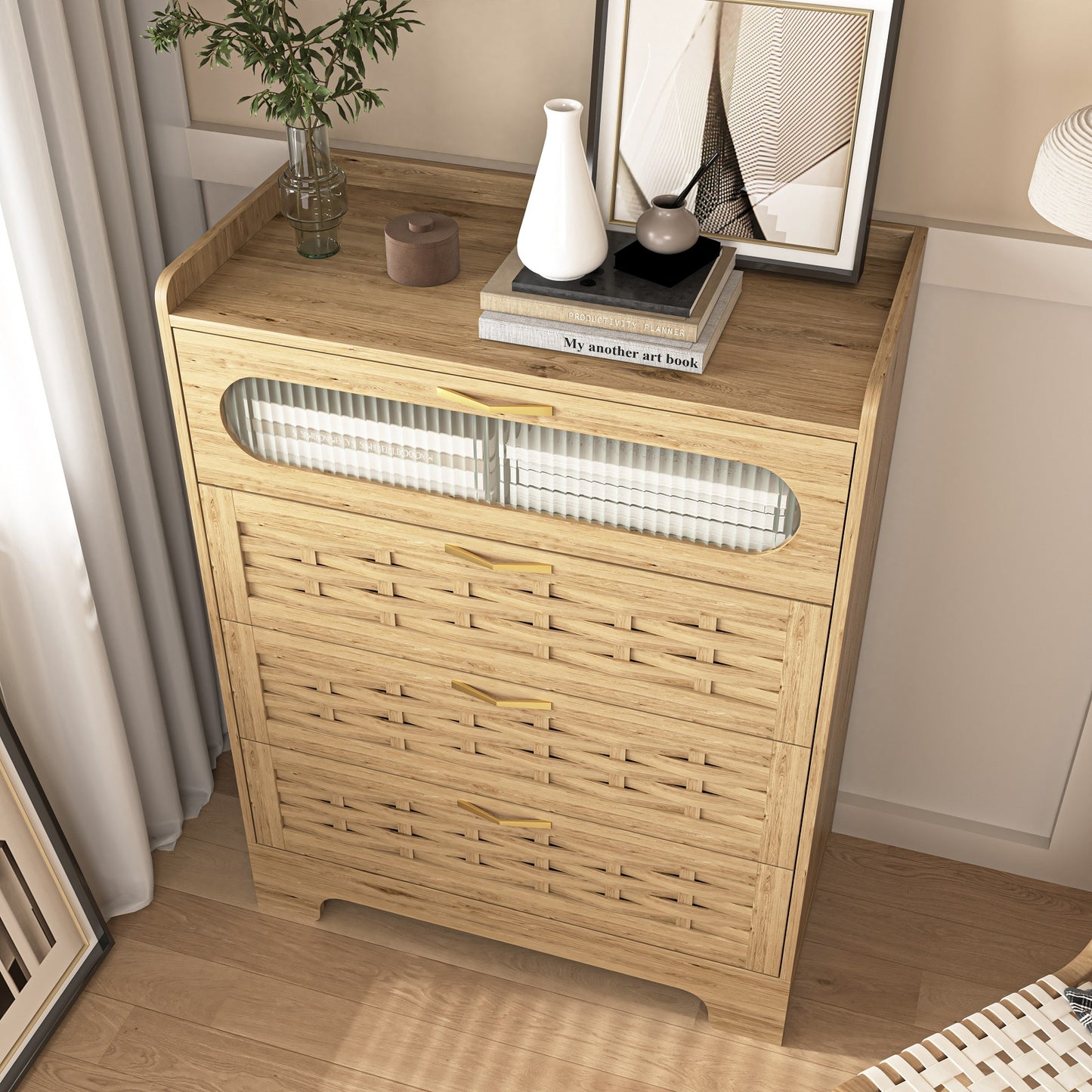 Algherohein Wood Farmhouse Drawer Dresser for Bedroom,Storage Cabinet Chest of Drawers,Adult