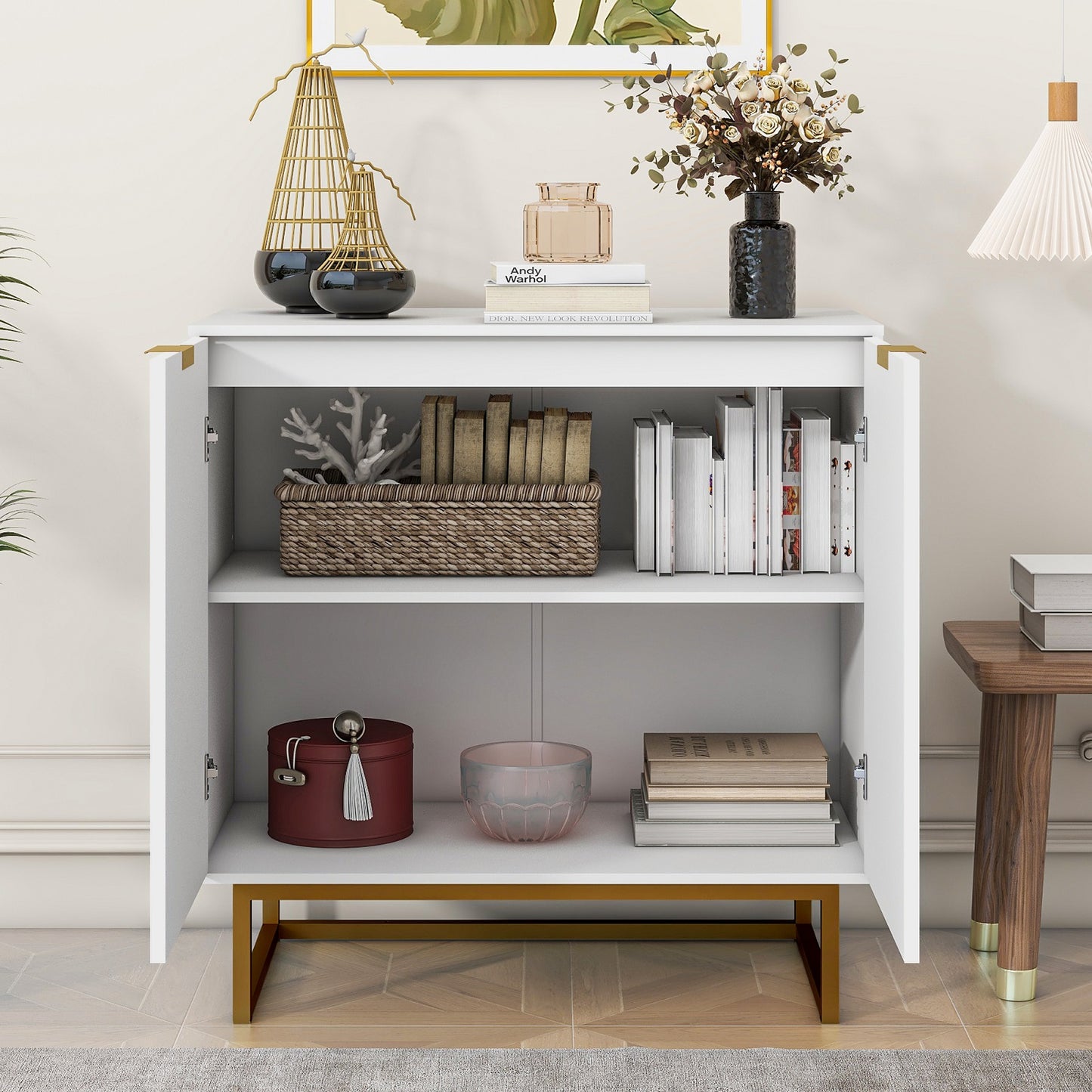Algherohein Modern Storage Cabinets with Doors and Shelf,Kitchen Sideboard Buffet Cabinet