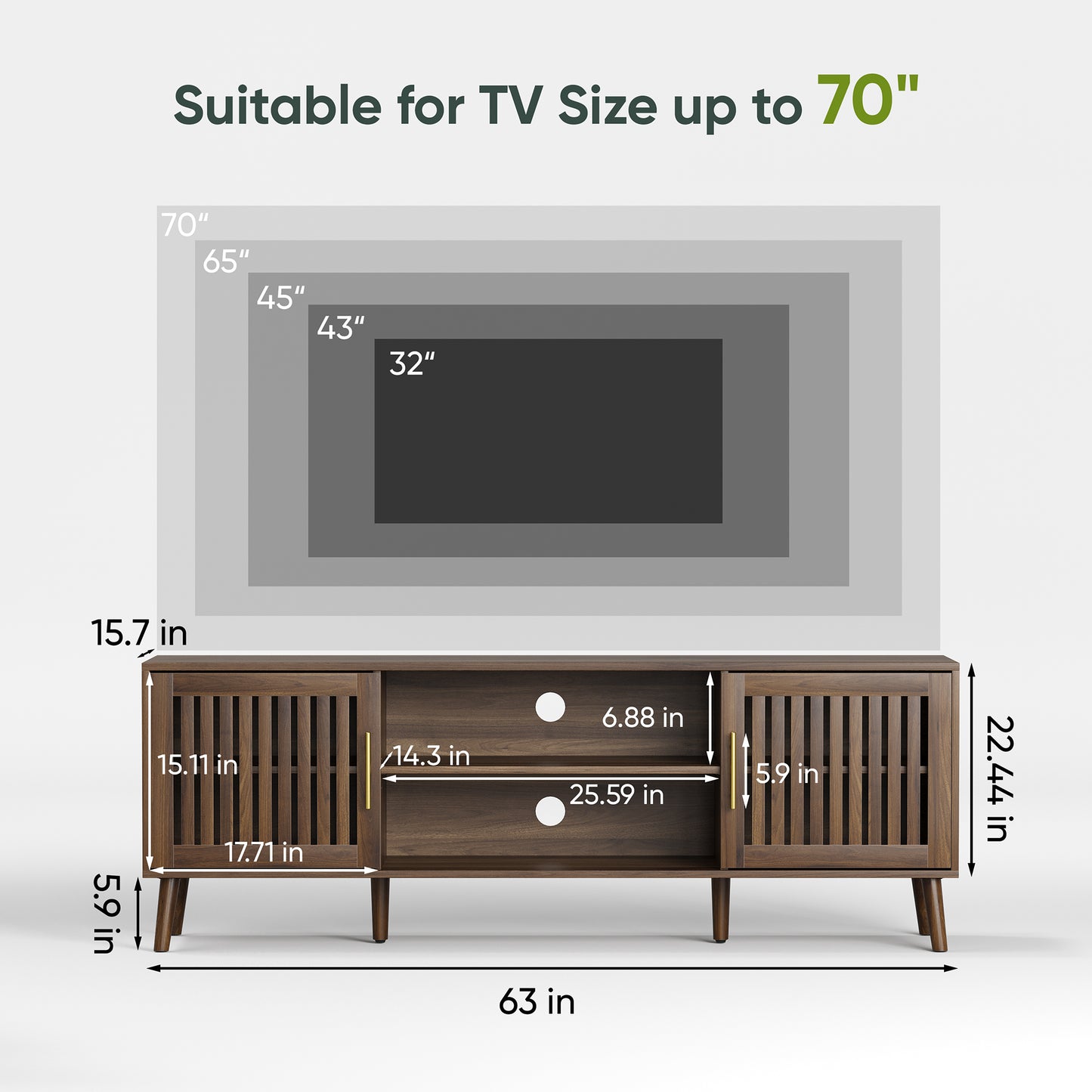 Smart FENDEE Mid-Century TV Stand for TVs up to 70"