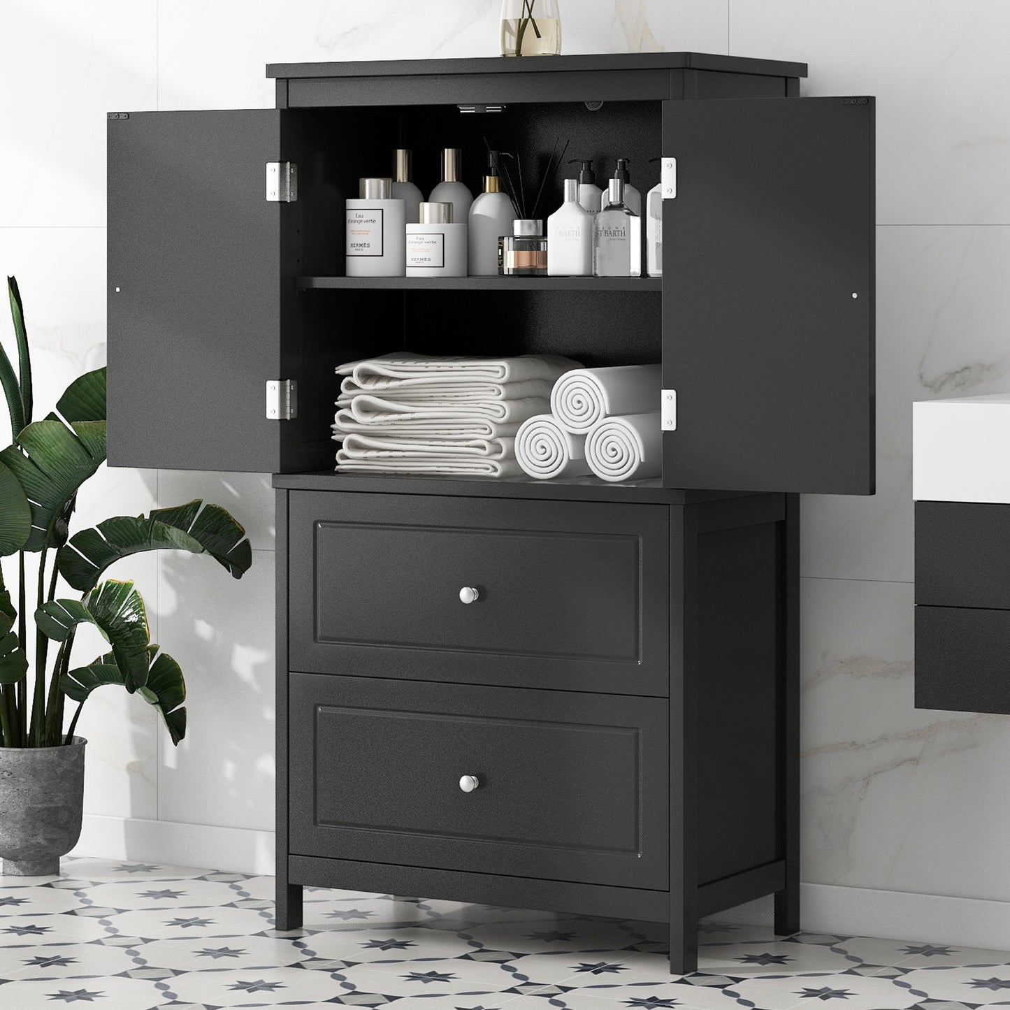 Smuxee Bathroom Storage Cabinets with Doors and Shelves,Bathroom Drawer Organizer
