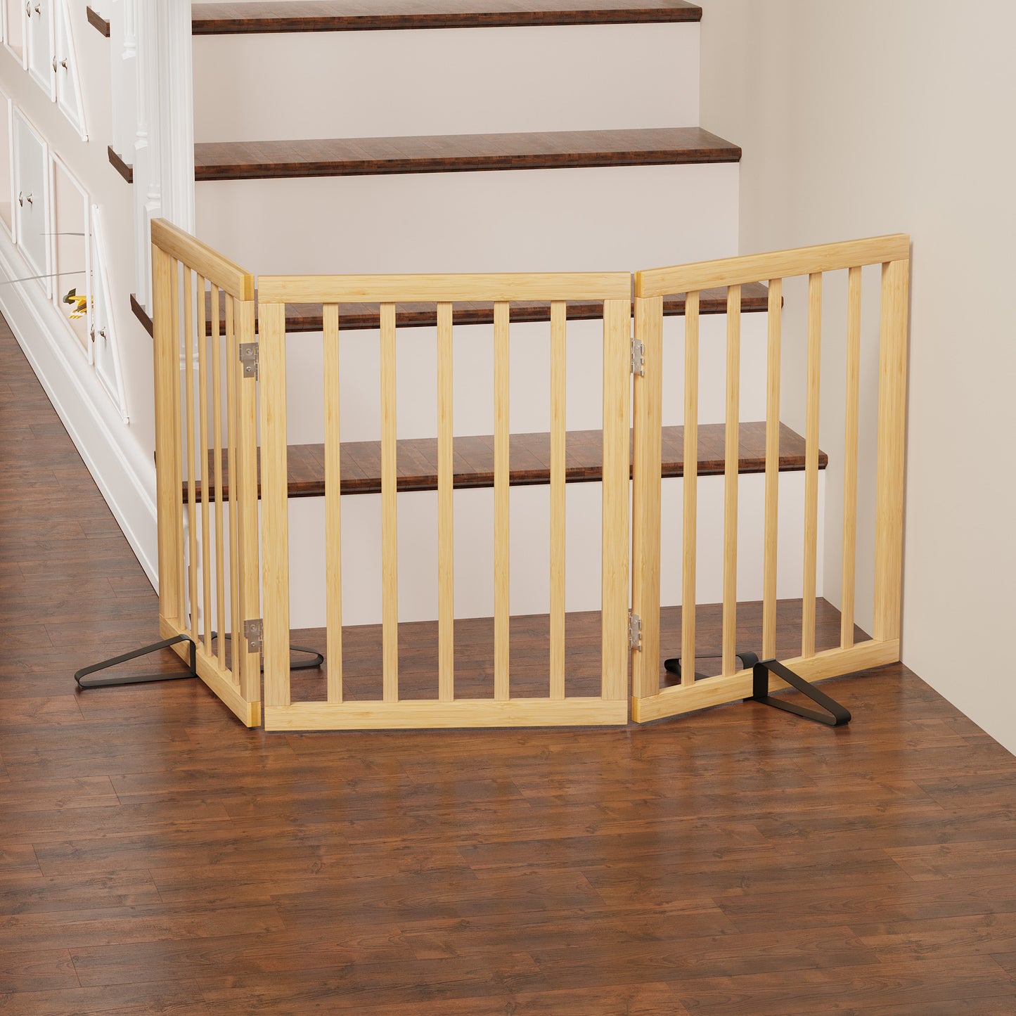 Algherohein Dog Gate for Inside,Bamboo Freestanding Pet Gate for Doorways