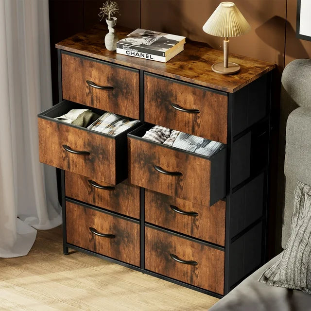 Smart FENDEE Drawers Fabric Dresser Cabinet Storage Organizers and Wood Top , Bedroom, Adult