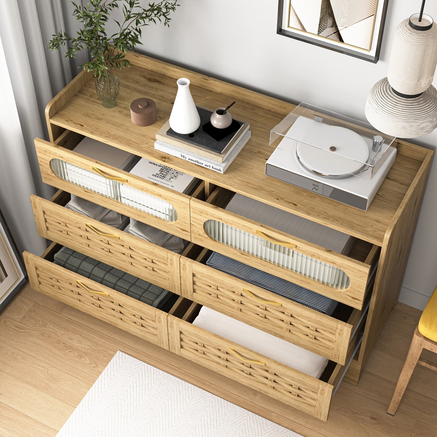 Algherohein Wood Farmhouse Drawer Dresser for Bedroom,Storage Cabinet Chest of Drawers,Adult