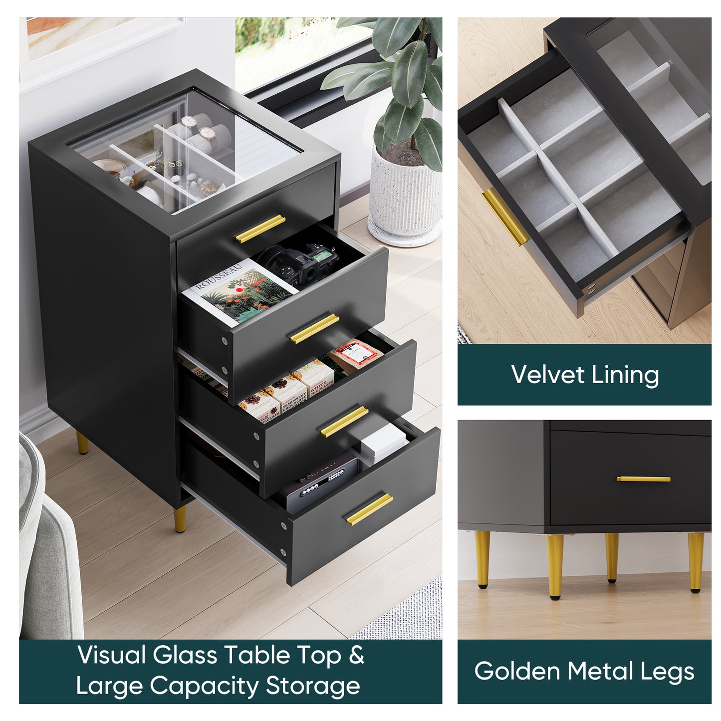 Smuxee Dressers Chest of Drawers for Bedroom with 4 Drawer,Tall Wood Storage Dresser,Adult