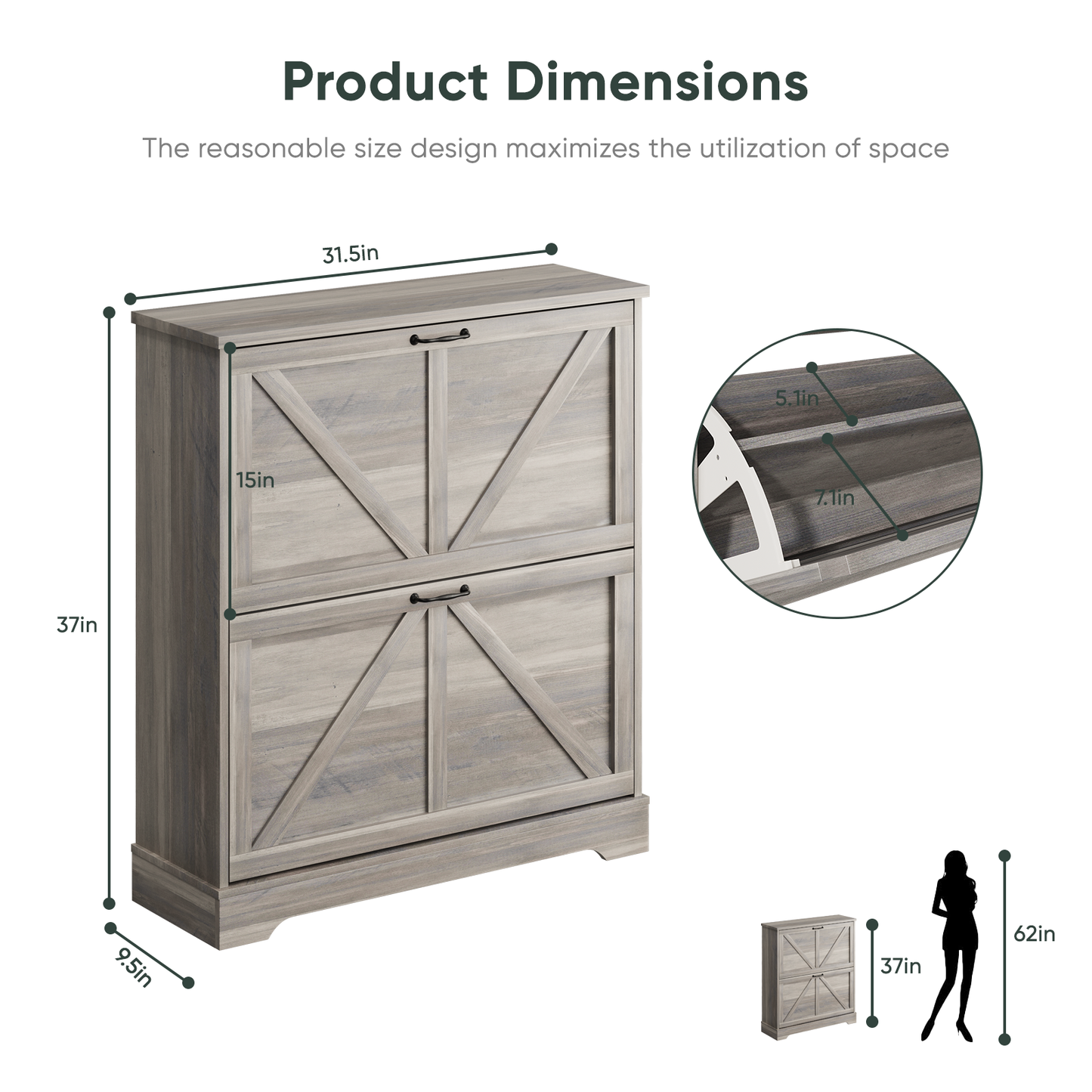 Smuxee Shoe Storage Cabinet Rack Organizer with 2 Flip Drawers,Shoe Rack for Entryway