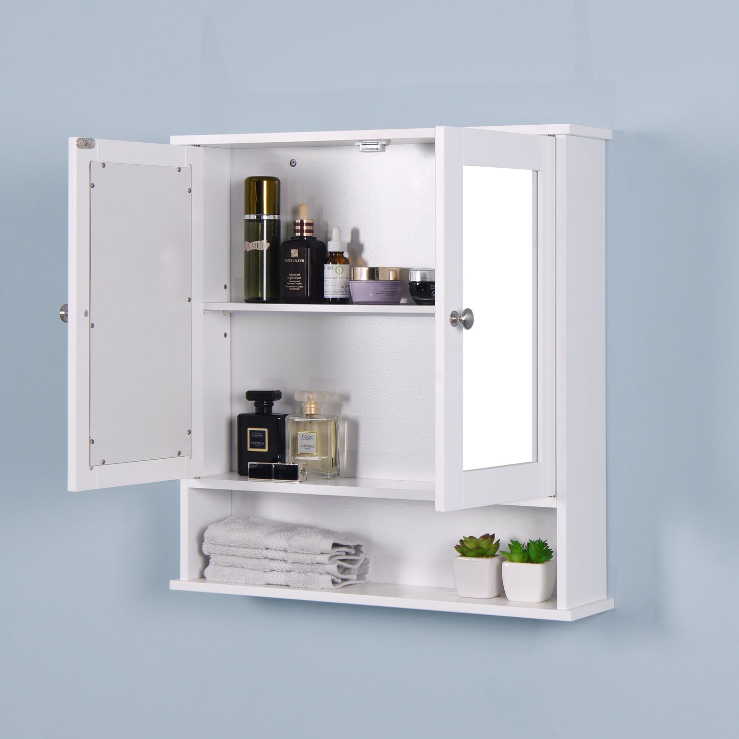 Algherohein Bathroom Cabinet Storage with Mirror,Medicine Cabinet over The Toilet Shelf,White