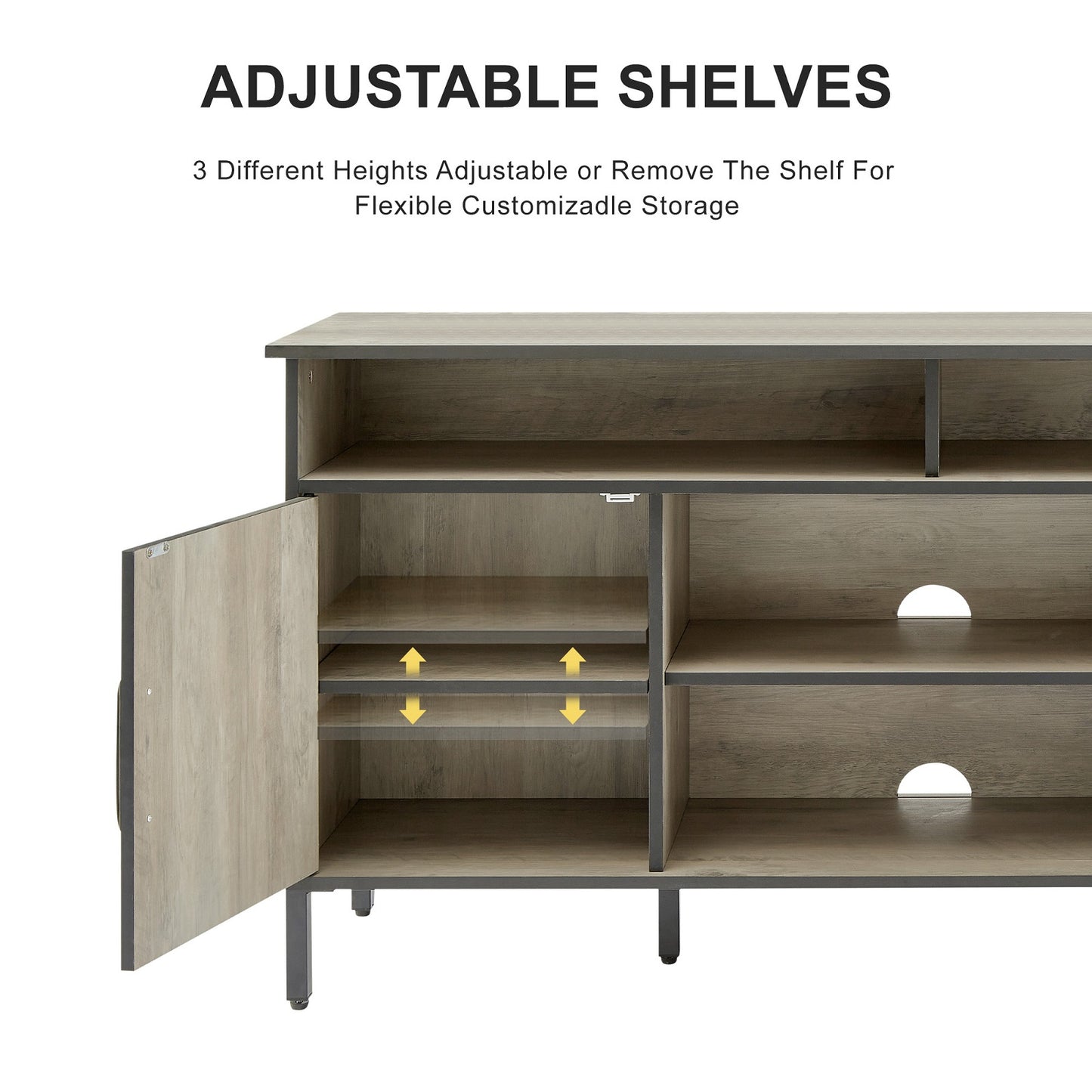 Algherohein Modern TV Stand for 65 inch,58in Length Entertainment Center for TVs Shelves Cabinets