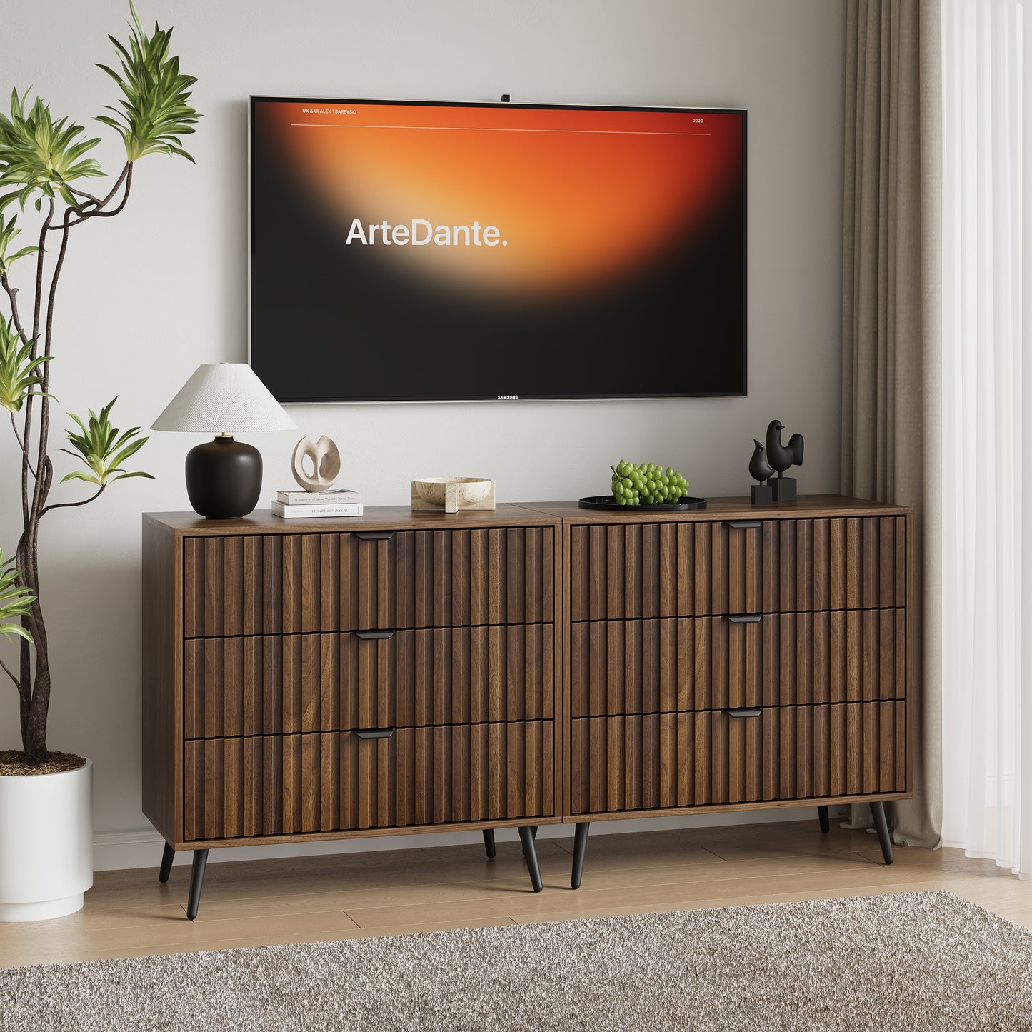 Smart FENDEE Bedroom Dresser with 3 Fluted Drawer