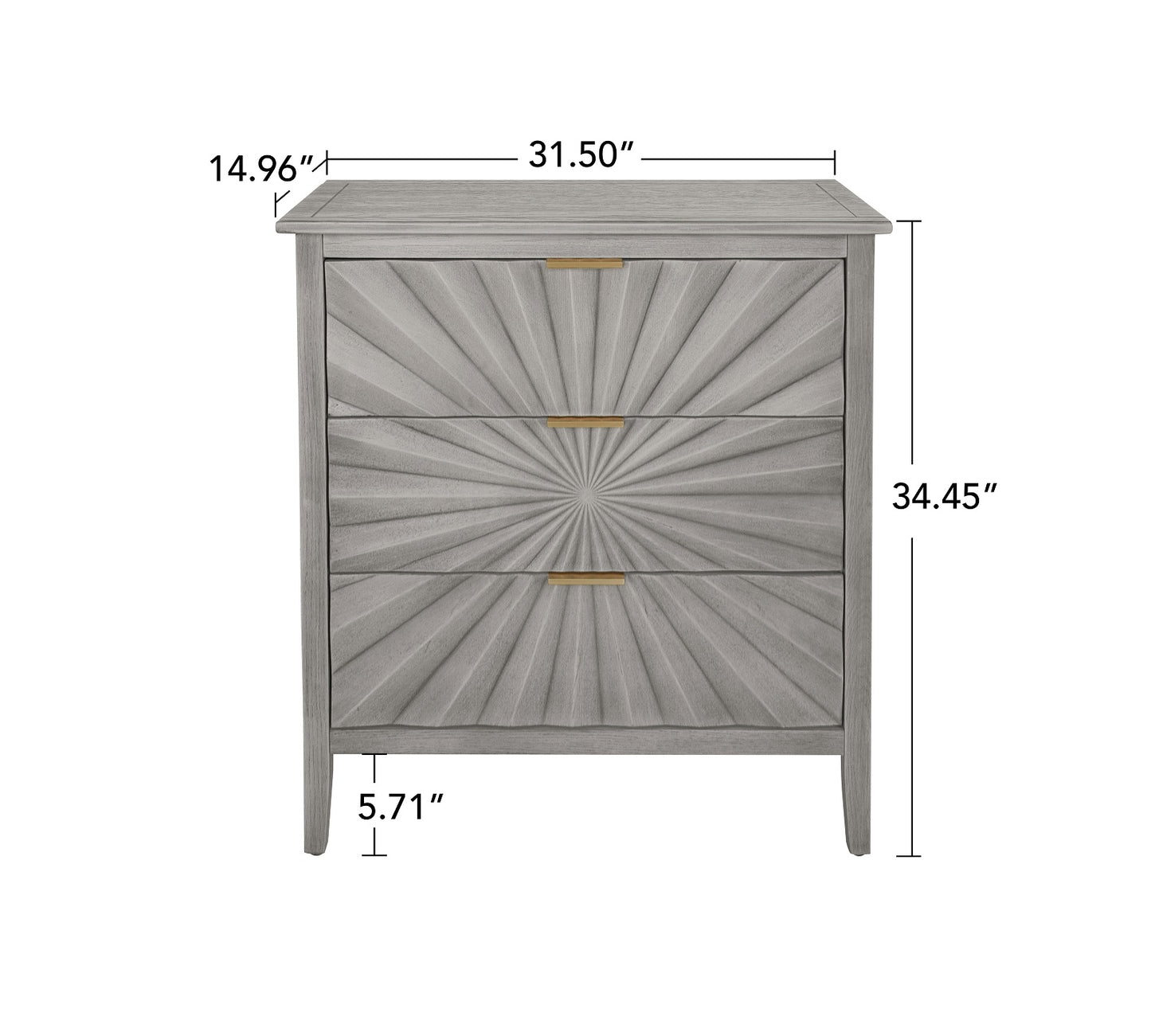 Algherohein Modern Chest of 3 Drawers,Dressers for Bedroom,Gray