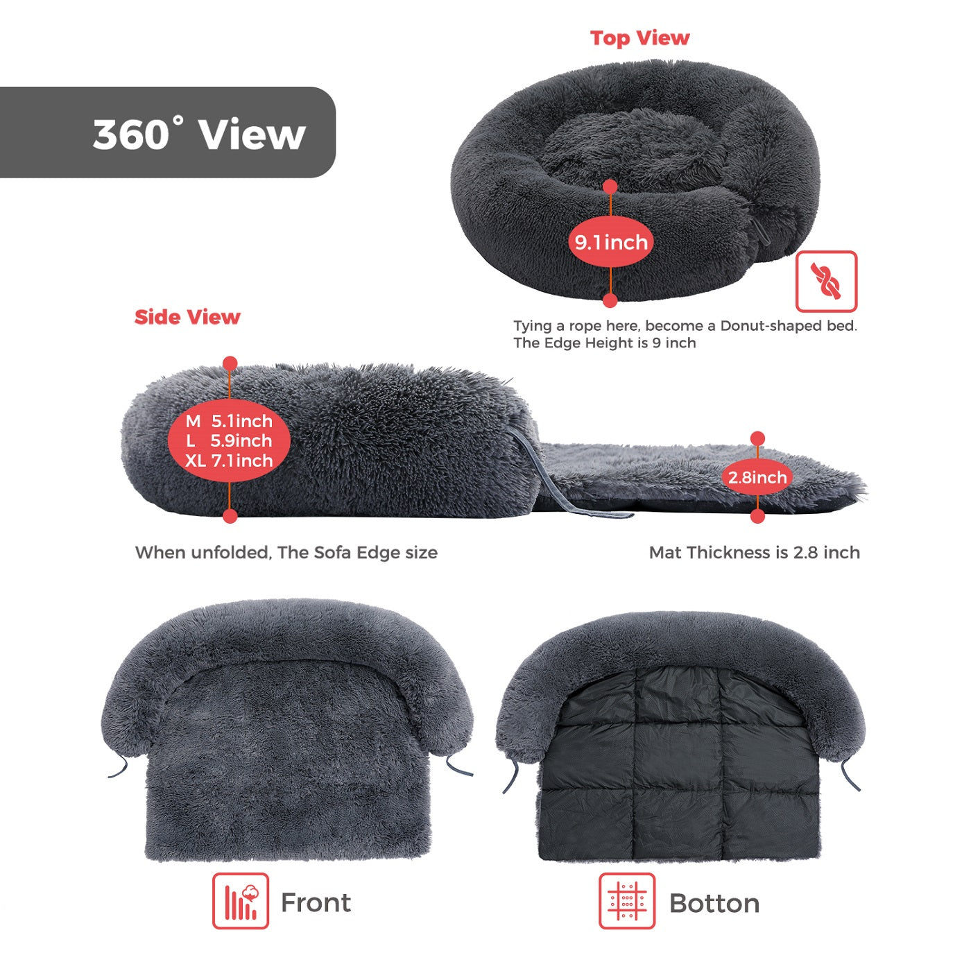 Algherohein Dog Beds for Large Medium Small Size,Washable Dog Crate Mat Pet Bed