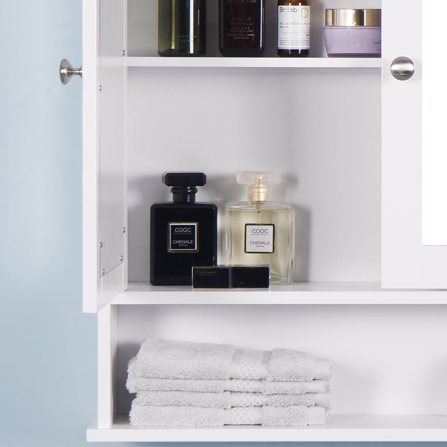 Algherohein Bathroom Cabinet Storage with Mirror,Medicine Cabinet over The Toilet Shelf,White