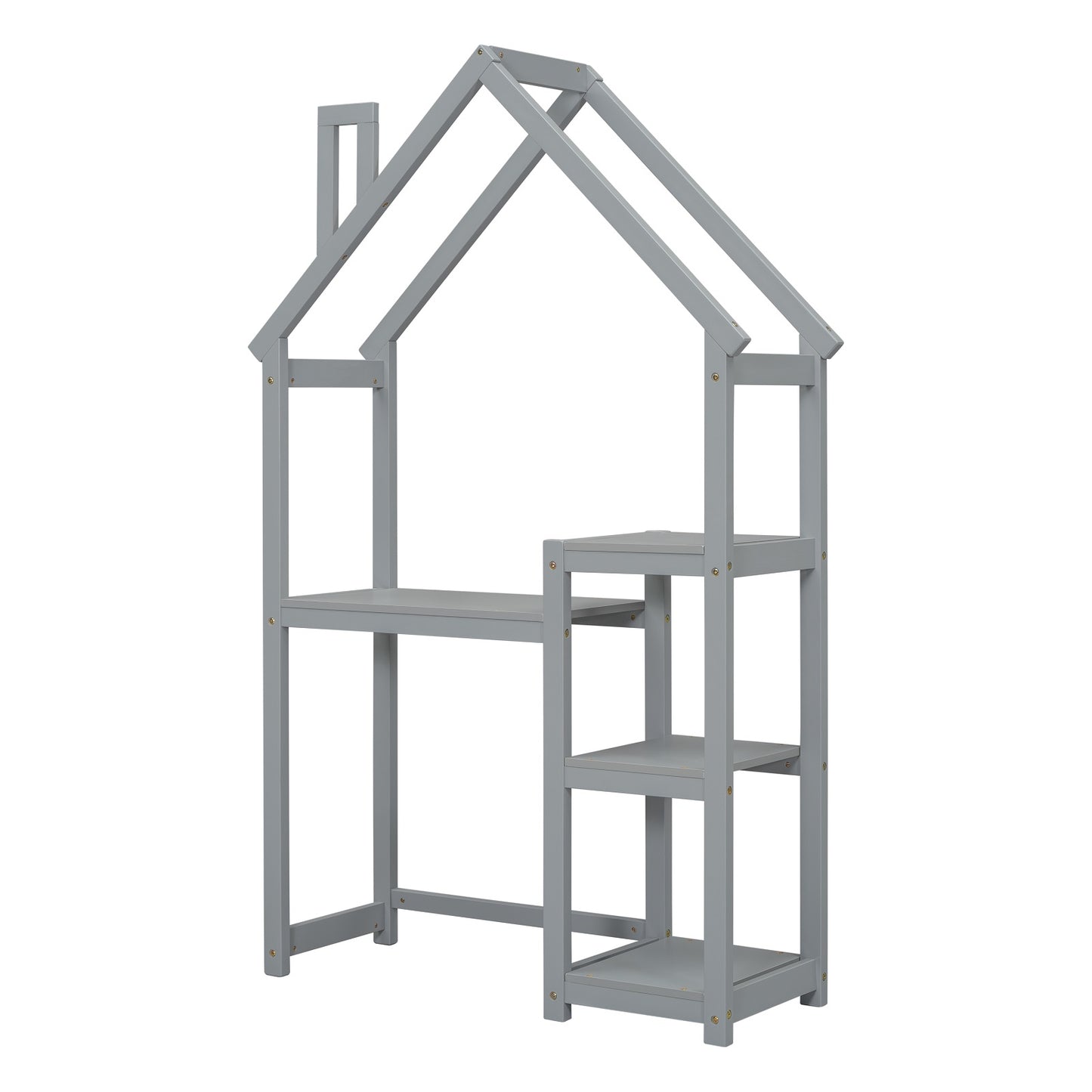 Smuxee Kid Bookshelf Storage with Desk and Roof-Framed,Toy Organizer Storage Cubes for Bedroom