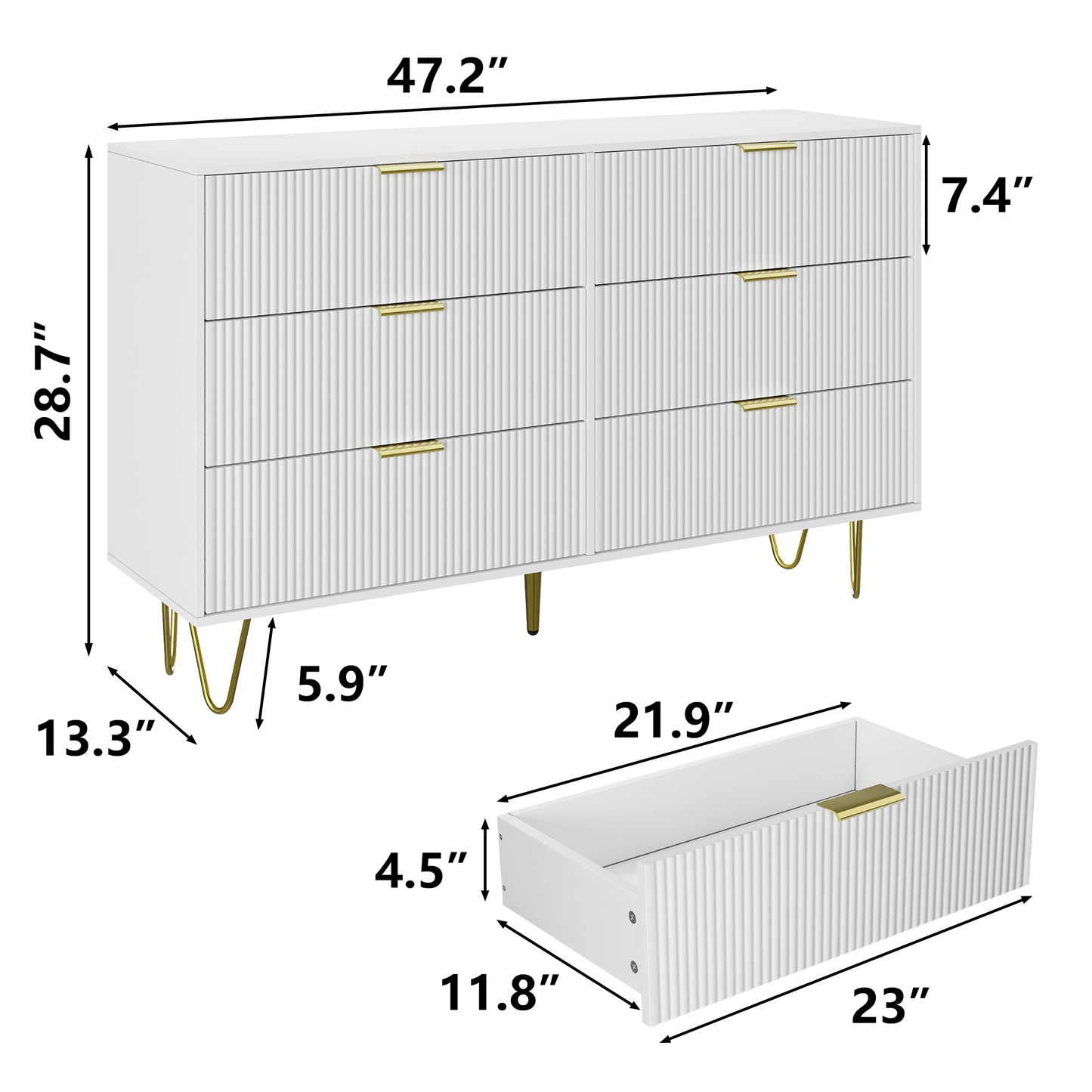 Algherohein 6 Drawers Dressers for Bedroom,Double Chest of Drawers
