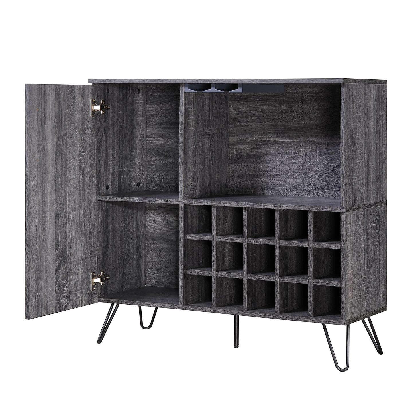 Algherohein 1 Door Wine Rack Bar Cabinet,Kitchen Buffet Cabinet Sideboard,Gray