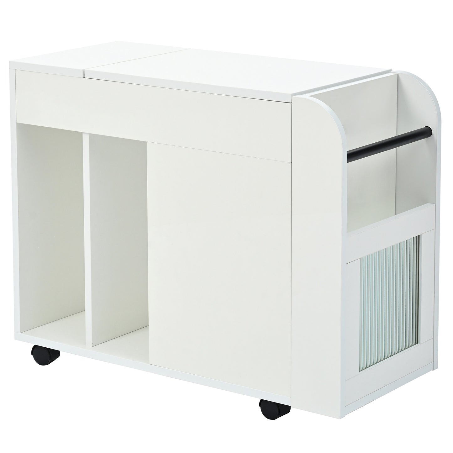 Algherohein Extendable End Table with Wheels,Modern Storage Side Table