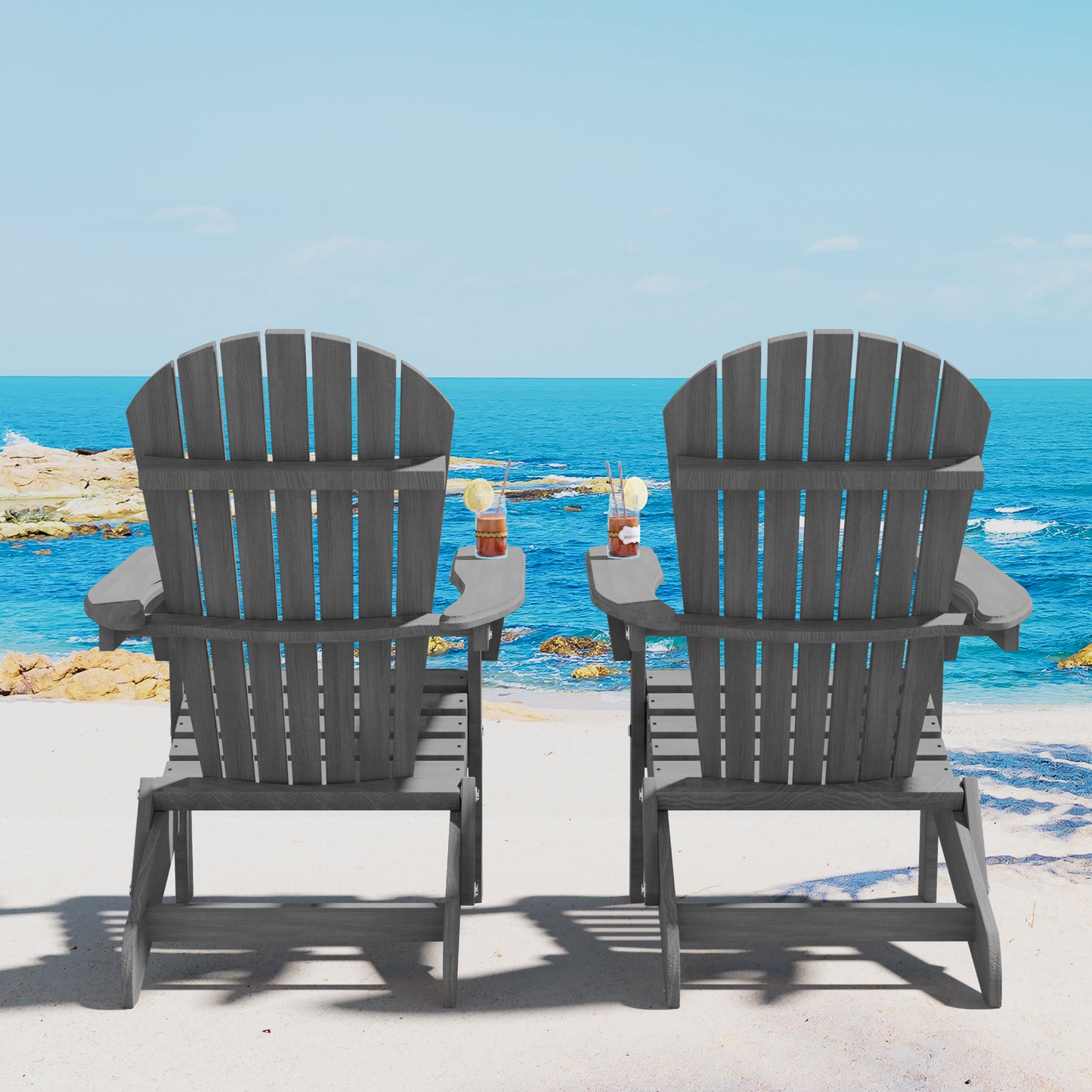 Smuxee Folding Adirondack Chair Sets of 2, Wood Chair for Outdoor Patio