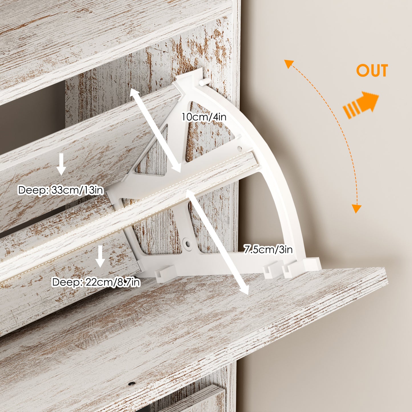 Smuxee Farmhouse Shoe Cabinet with Storage Table and Shelf,Entryway Shoe Storage Cabinet,Wood White