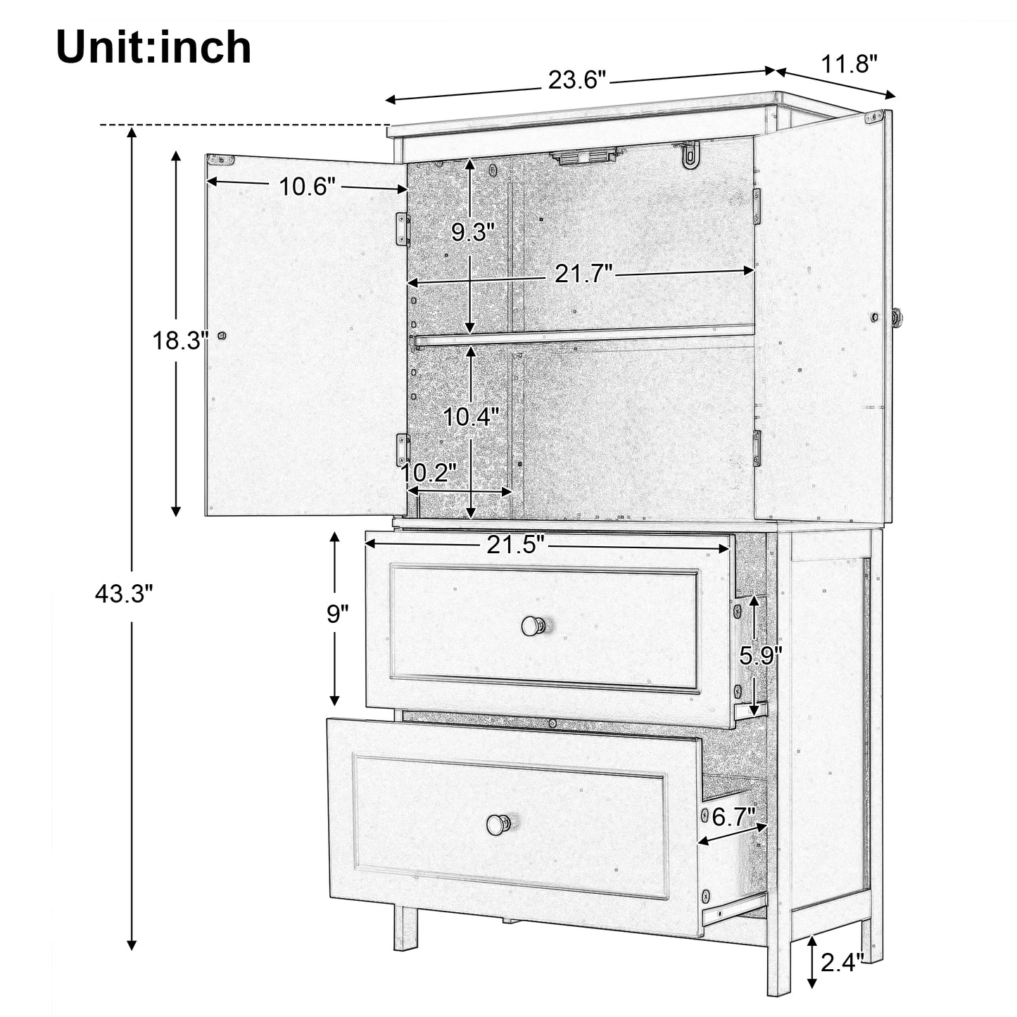 Smuxee Bathroom Storage Cabinets with Doors and Shelves,Bathroom Drawer Organizer