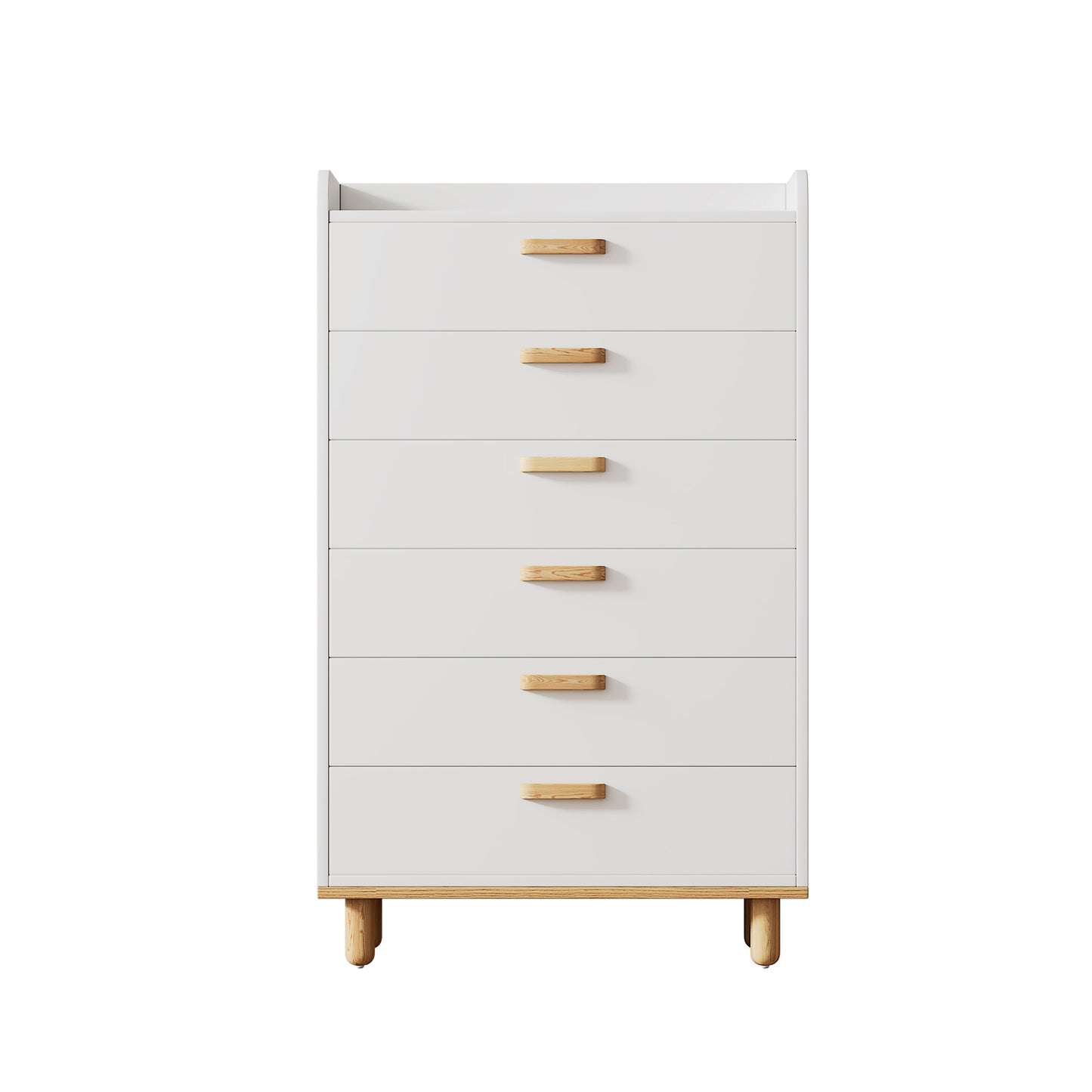 Semiocthome Modern 6 Drawer Dresser Chest of Drawer Storage Cabinet with Handle for Bedroom in White