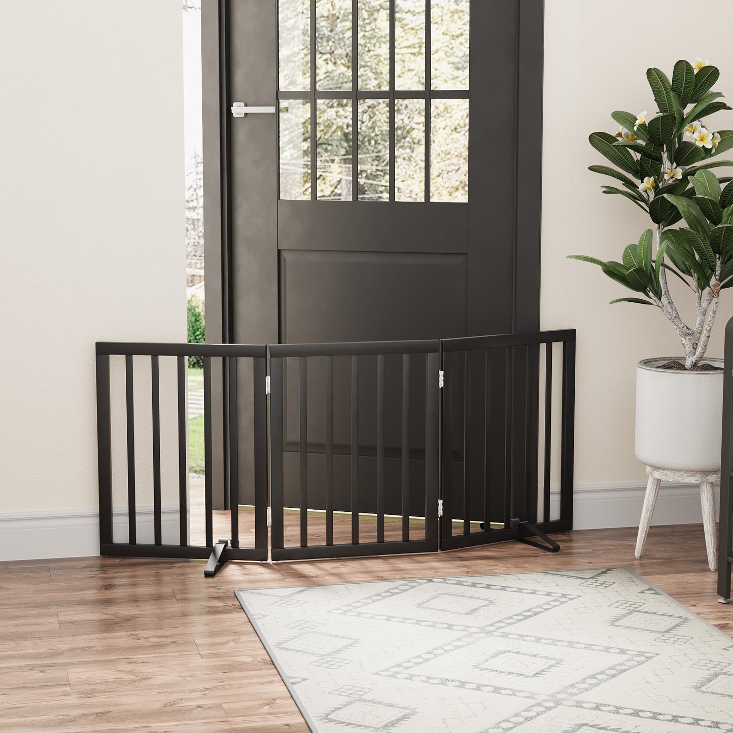 Algherohein Dog Gate for Inside,Bamboo Freestanding Pet Gate for Doorways