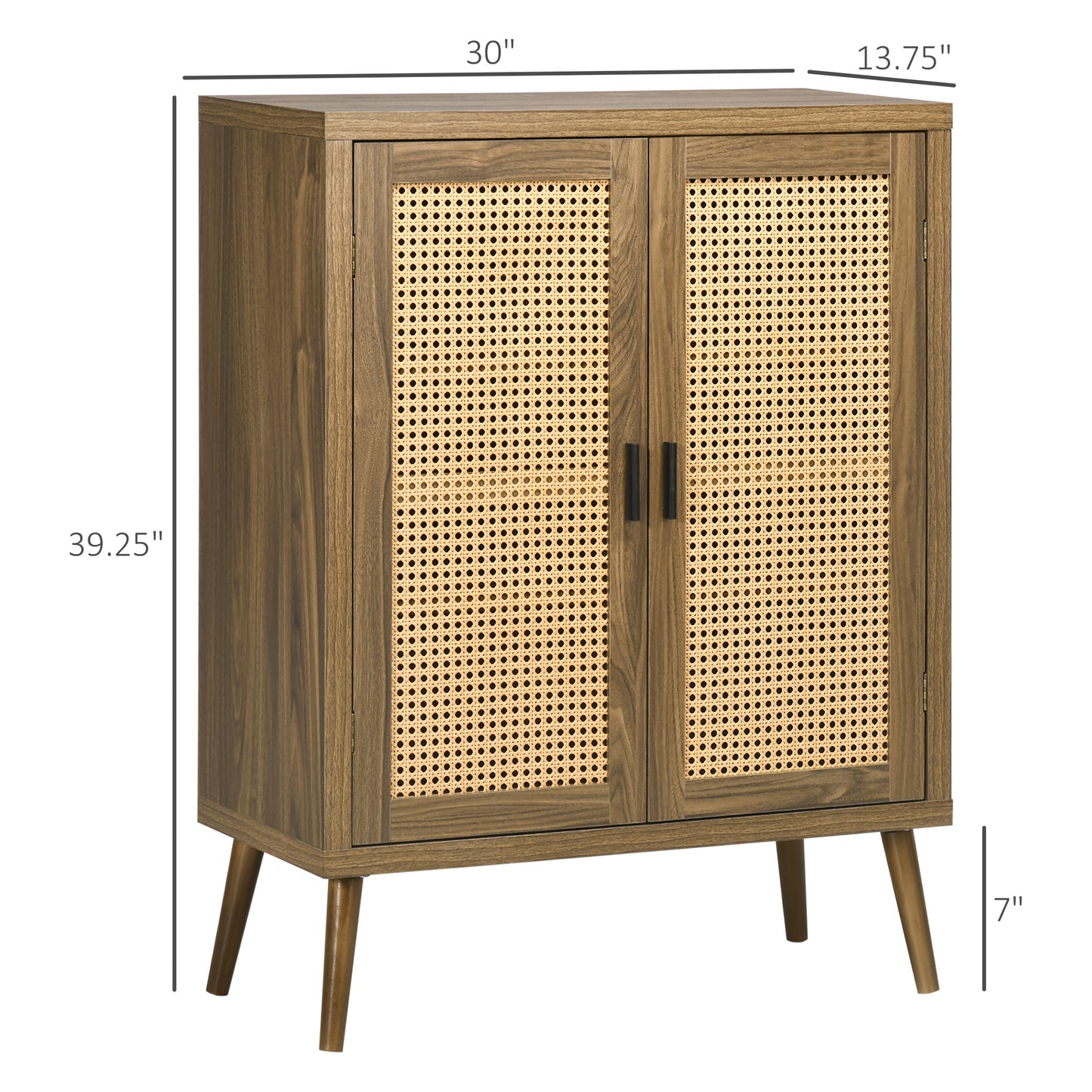 Smart FENDEE Shoe Storage Cabinet with 2 Rattan Doors and 3 Tier Shelves, Entryway, Natural