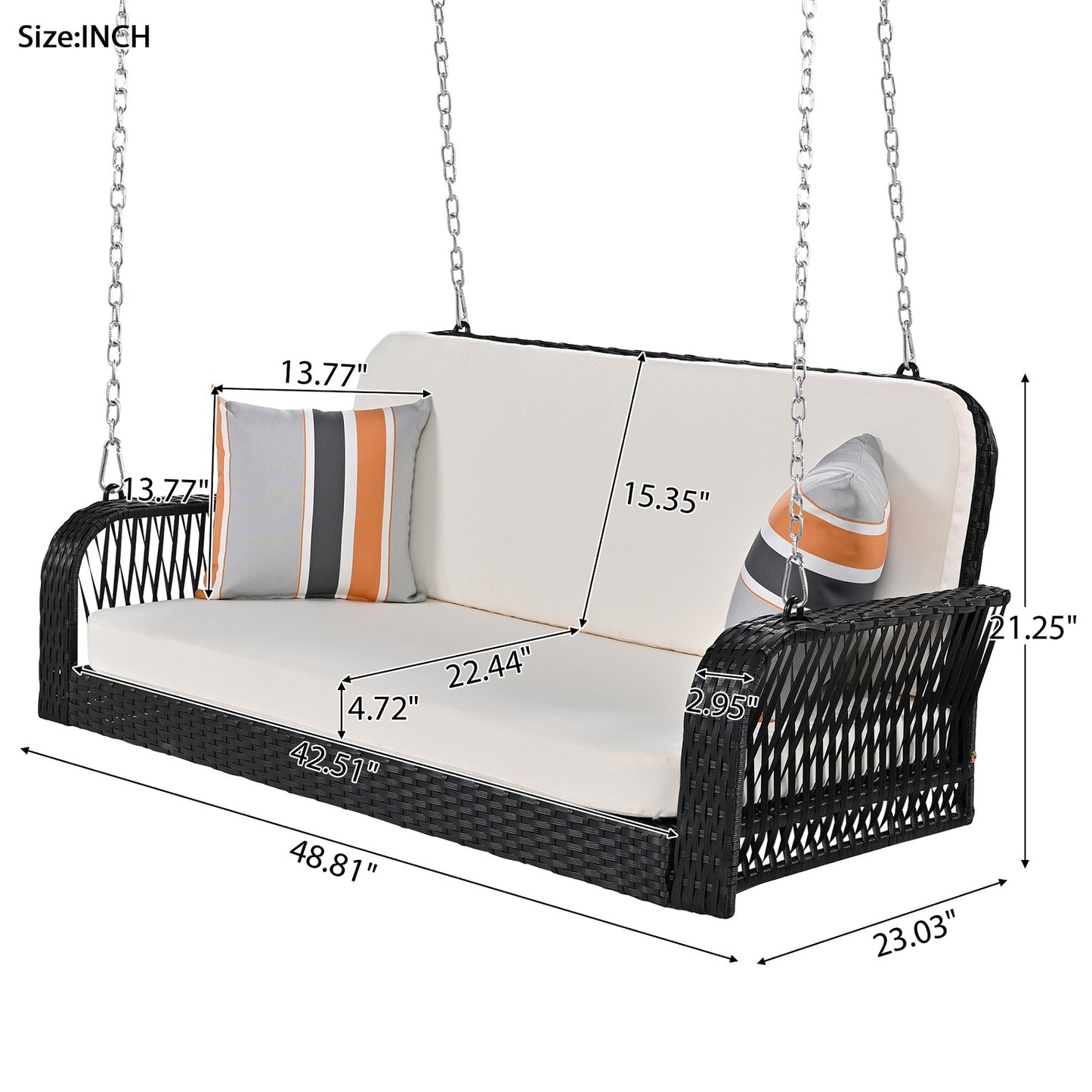 Algherohein 2-3 Seat Outside Porch Swing Set for Adults,Patio Garden Swing Hanging Chair