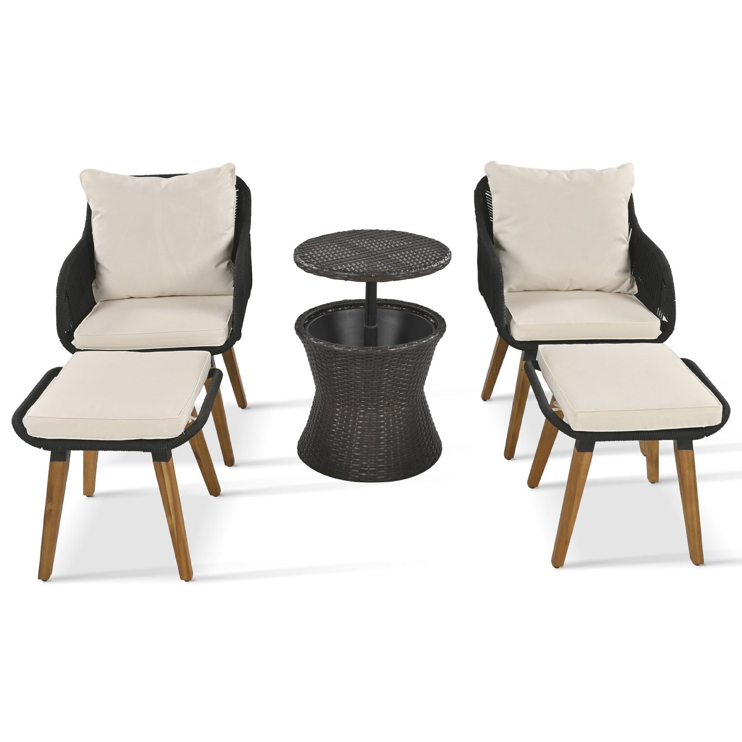 Algherohein Rattan 2-Seat Patio Furniture Set with Rocking Chairs,3 Piece Outdoor Patio Set