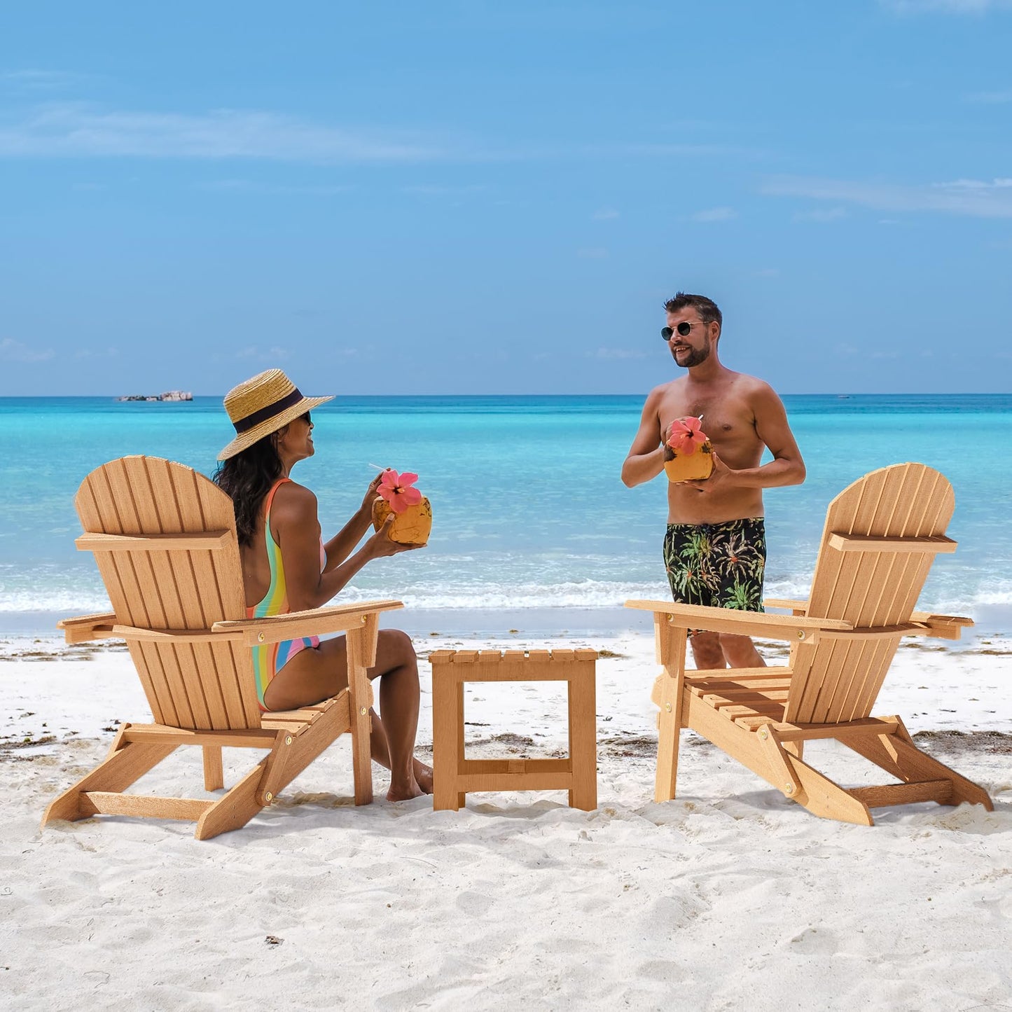 Semiocthome Folding Wood Adirondack Chair Set of 2,Outdoor Chair for Patio