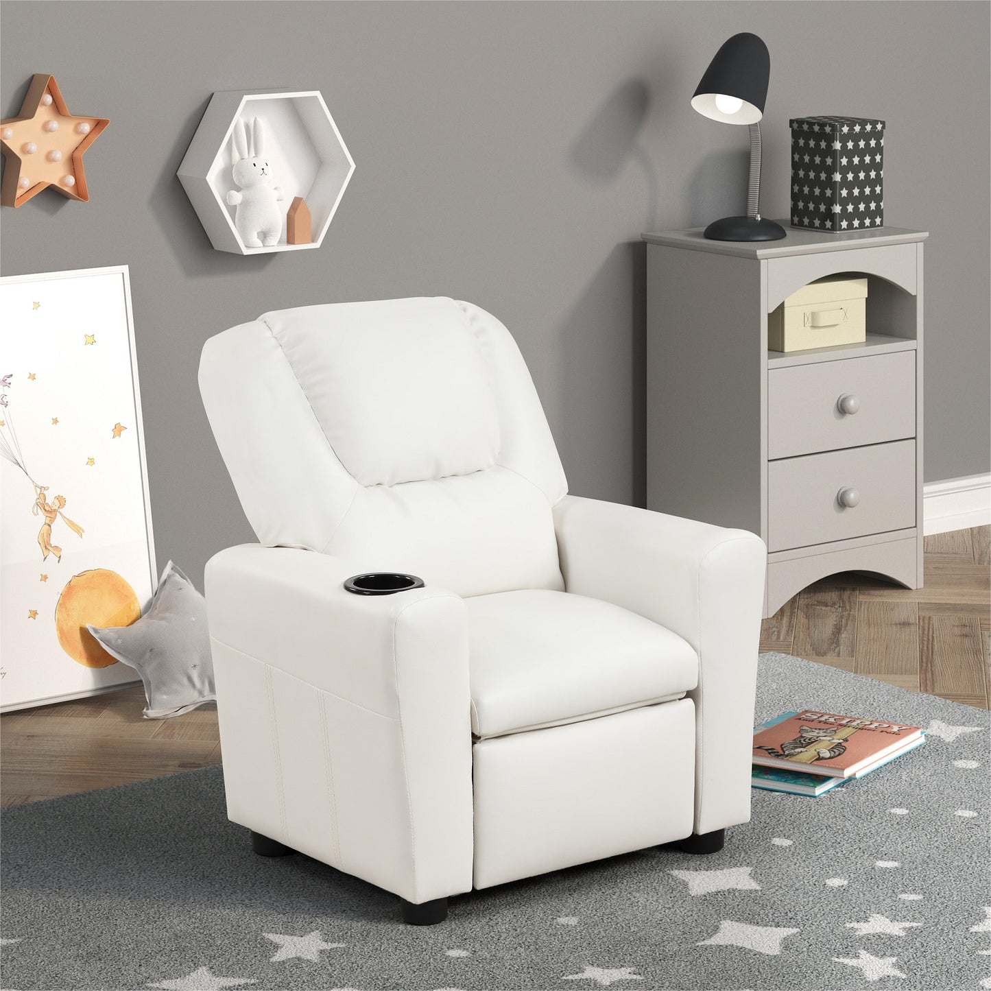 Smuxee Leather Kids Recliner with Cup Holder,Kids Toddler Game Chairs Sofa for Boys or Girls