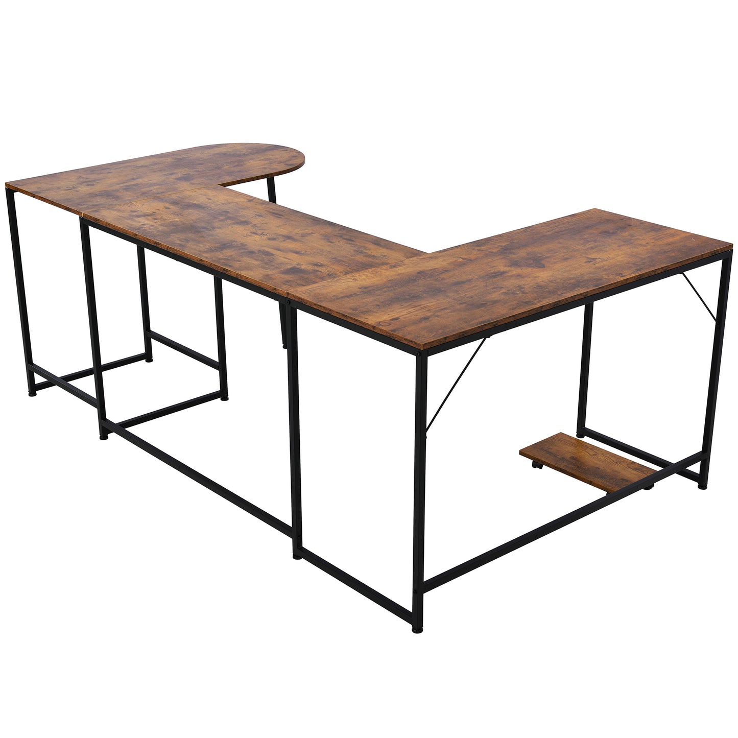 U-shaped Computer Desk, Industrial Corner Writing Desk with CPU Stand, Gaming Table Workstation Desk for Home Office