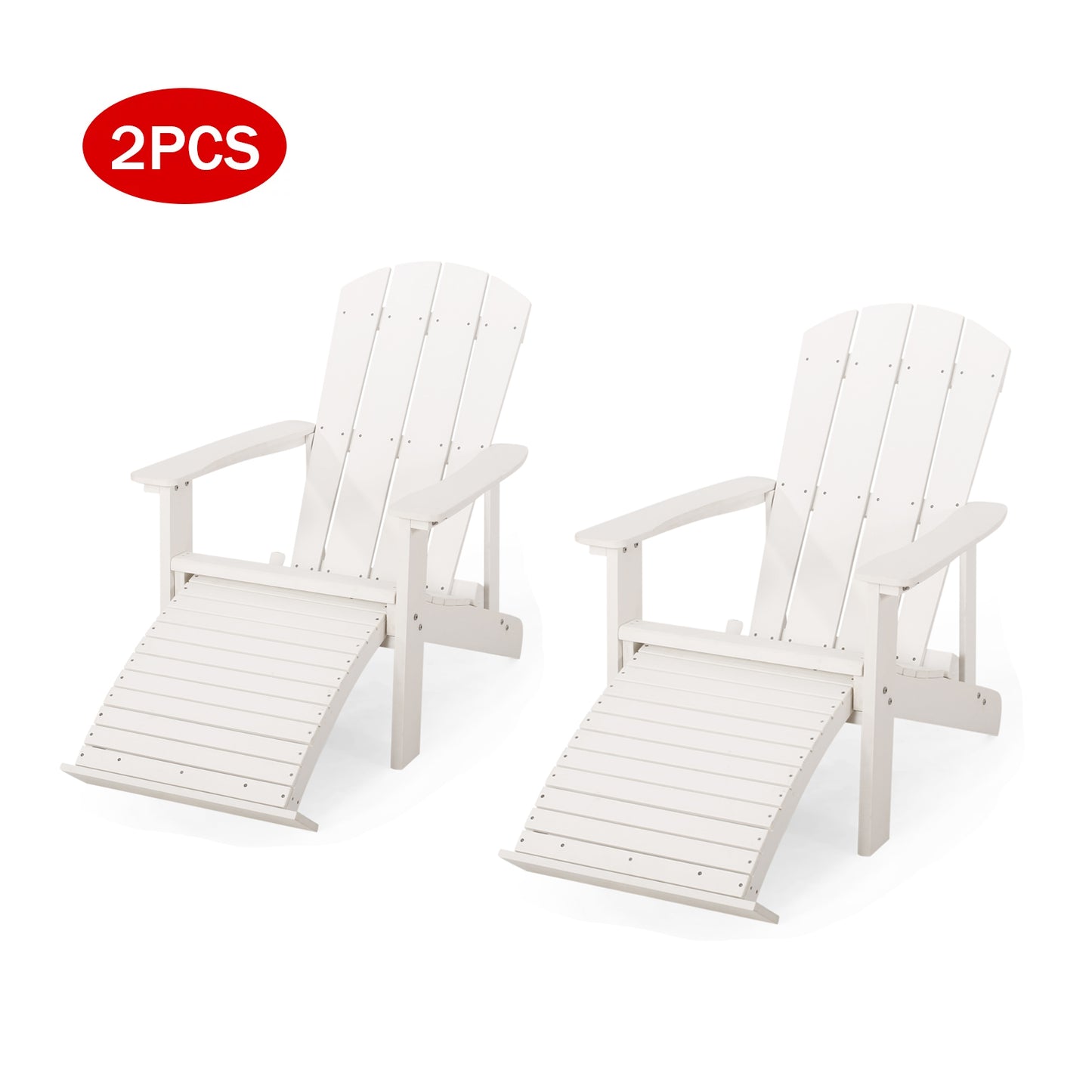 Smart FENDEE Foldable Wood Patio Chairs Set of 2 with Footrest