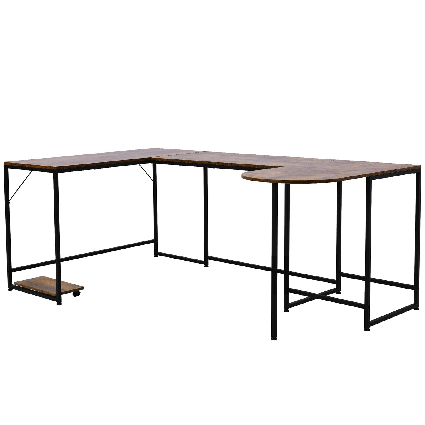 U-shaped Computer Desk, Industrial Corner Writing Desk with CPU Stand, Gaming Table Workstation Desk for Home Office