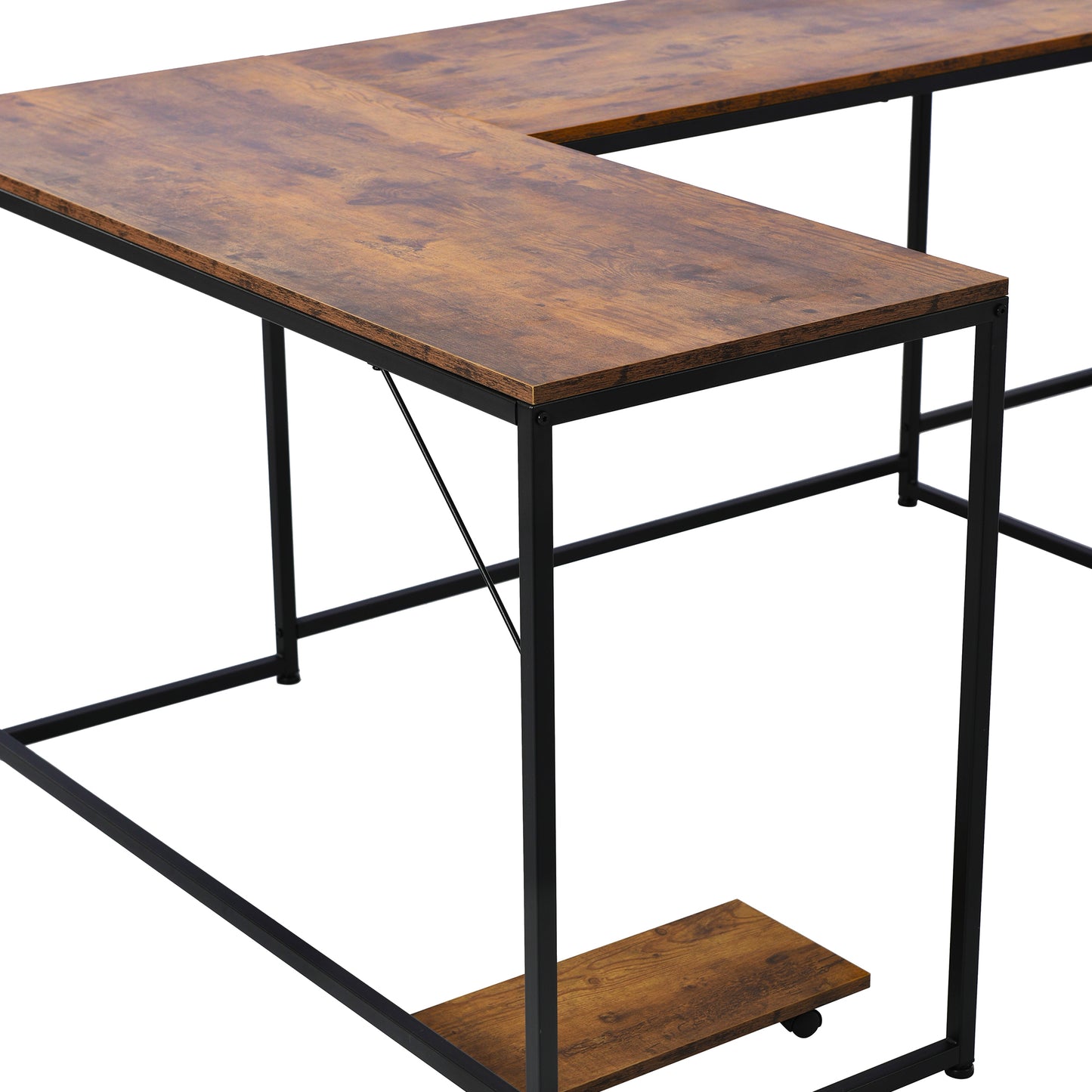 U-shaped Computer Desk, Industrial Corner Writing Desk with CPU Stand, Gaming Table Workstation Desk for Home Office