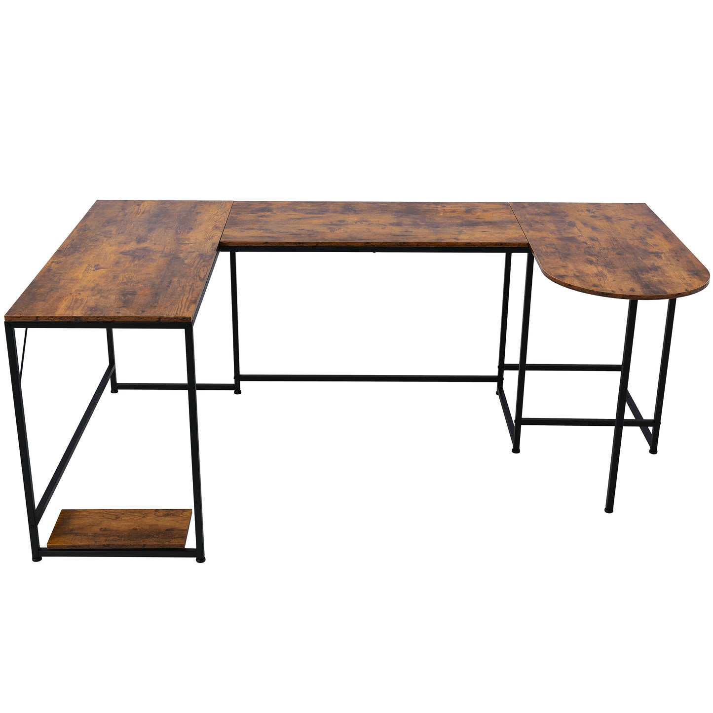 U-shaped Computer Desk, Industrial Corner Writing Desk with CPU Stand, Gaming Table Workstation Desk for Home Office
