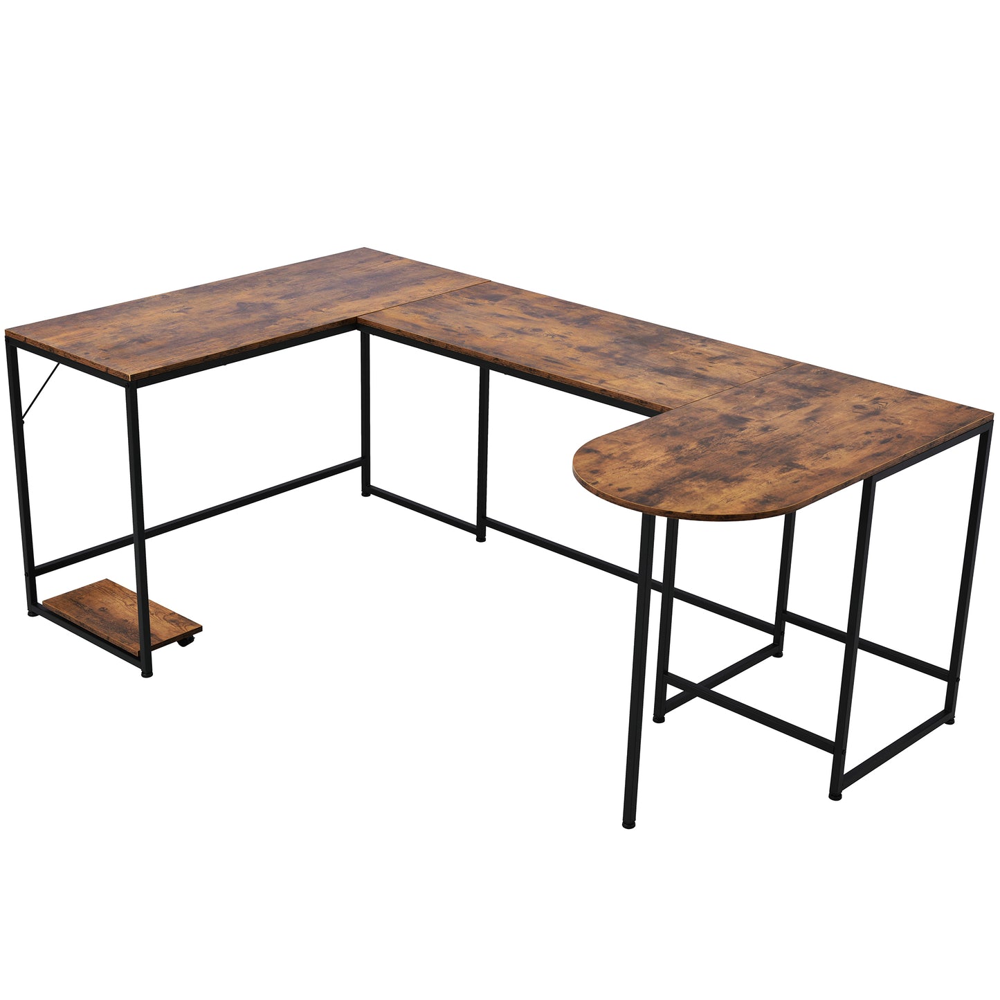U-shaped Computer Desk, Industrial Corner Writing Desk with CPU Stand, Gaming Table Workstation Desk for Home Office