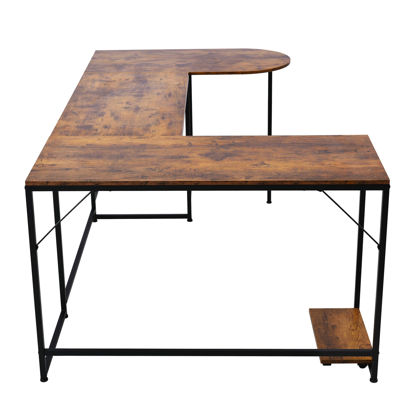U-shaped Computer Desk, Industrial Corner Writing Desk with CPU Stand, Gaming Table Workstation Desk for Home Office