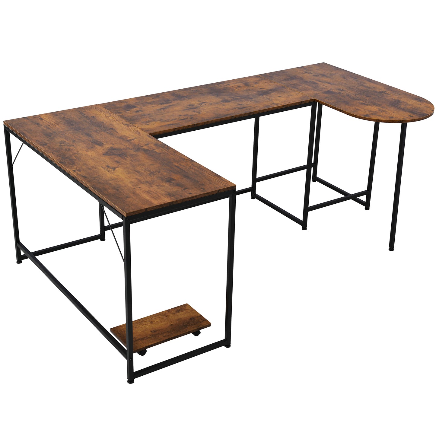 U-shaped Computer Desk, Industrial Corner Writing Desk with CPU Stand, Gaming Table Workstation Desk for Home Office