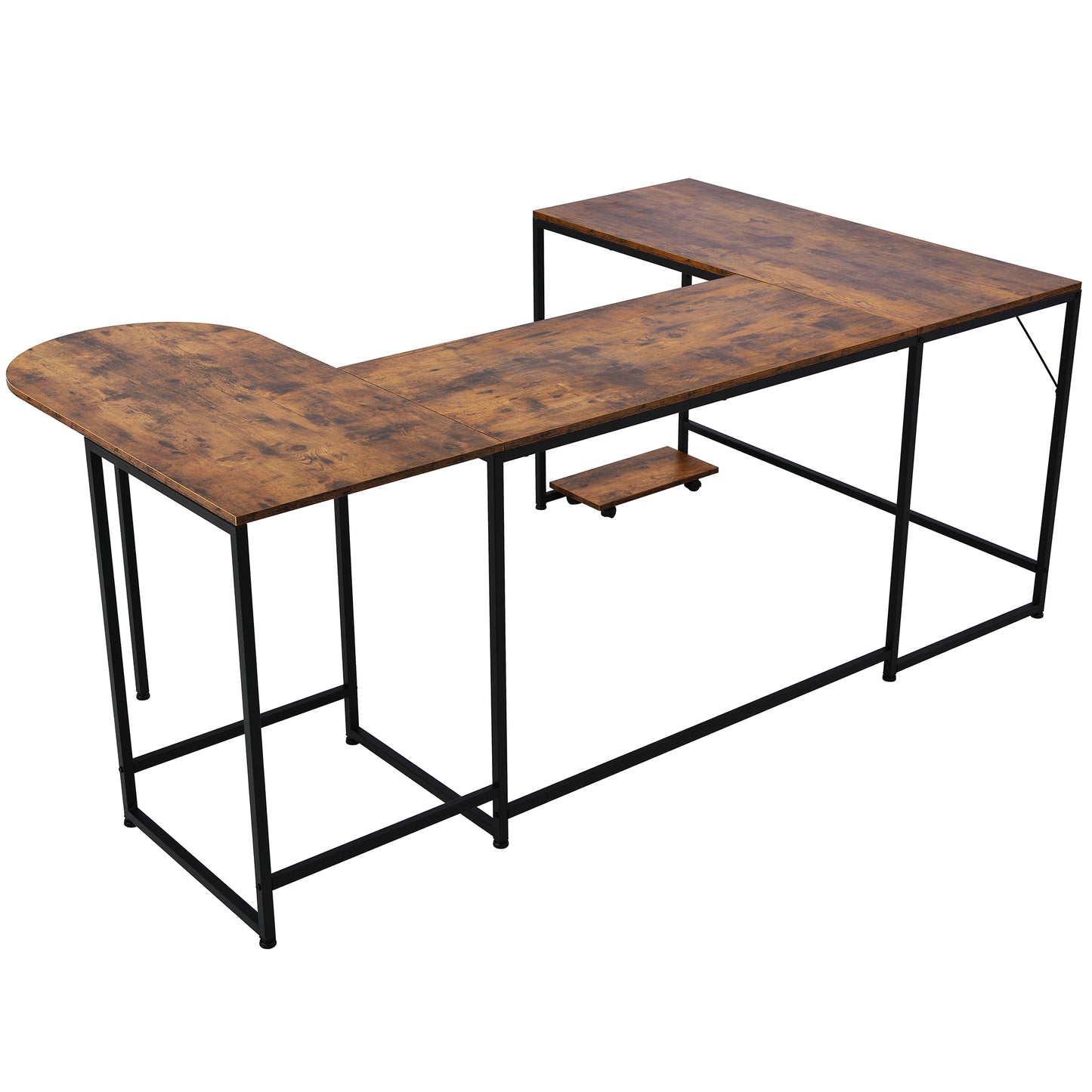 U-shaped Computer Desk, Industrial Corner Writing Desk with CPU Stand, Gaming Table Workstation Desk for Home Office